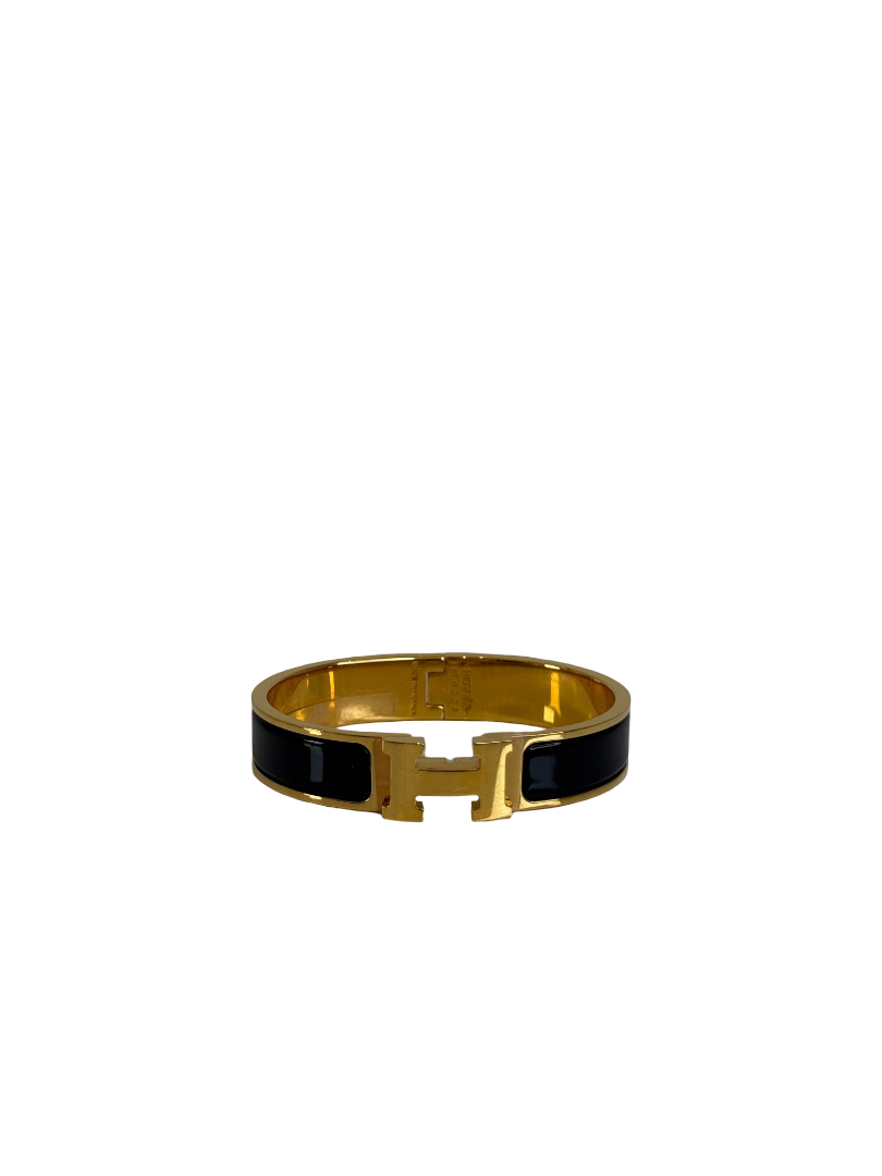 Hermès Clic H Bracelet Black Enamel GHW