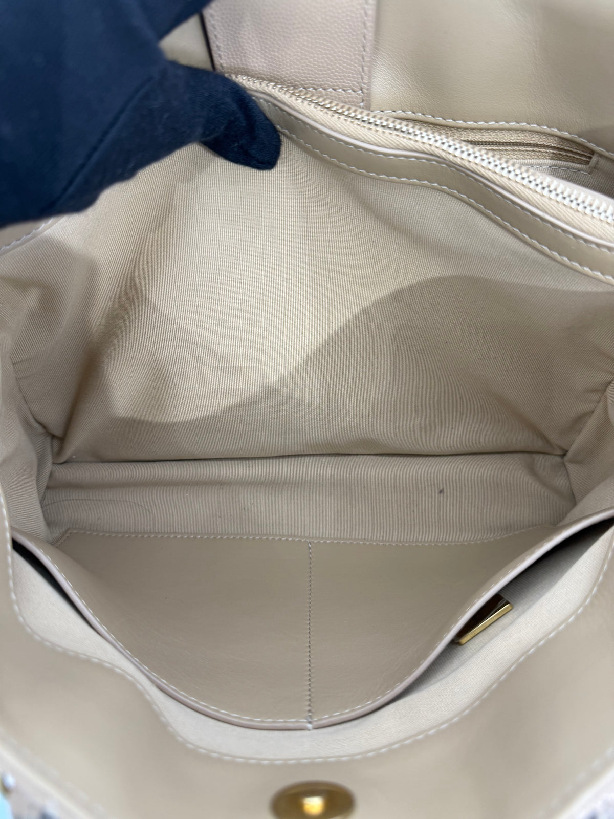 Chanel Beige Quilted Shiny Caviar Leather Coco Handle Shopping Tote
