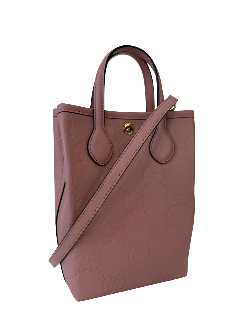 Gucci Pink Monogram Leather Retro Mini Tote Bag