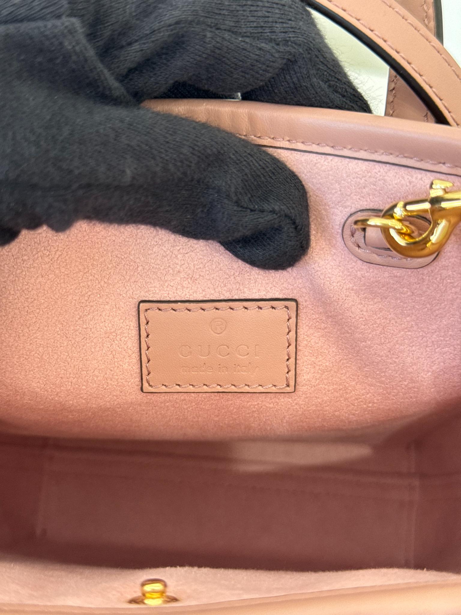Gucci Pink Monogram Leather Retro Mini Tote Bag