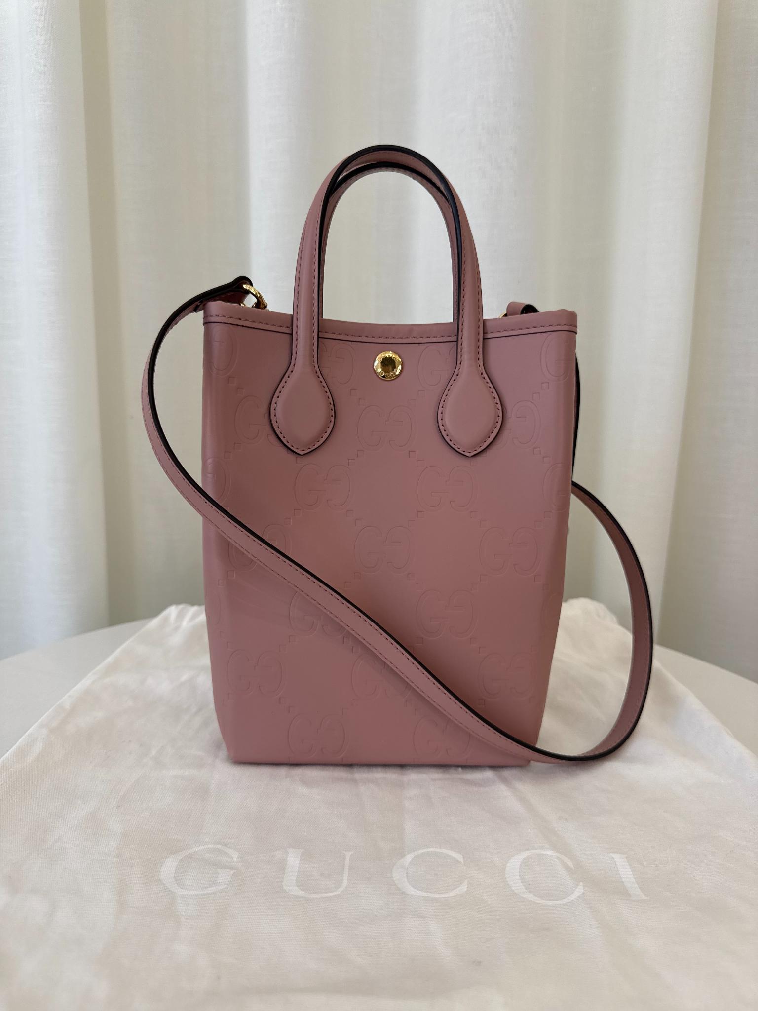 Gucci Pink Monogram Leather Retro Mini Tote Bag