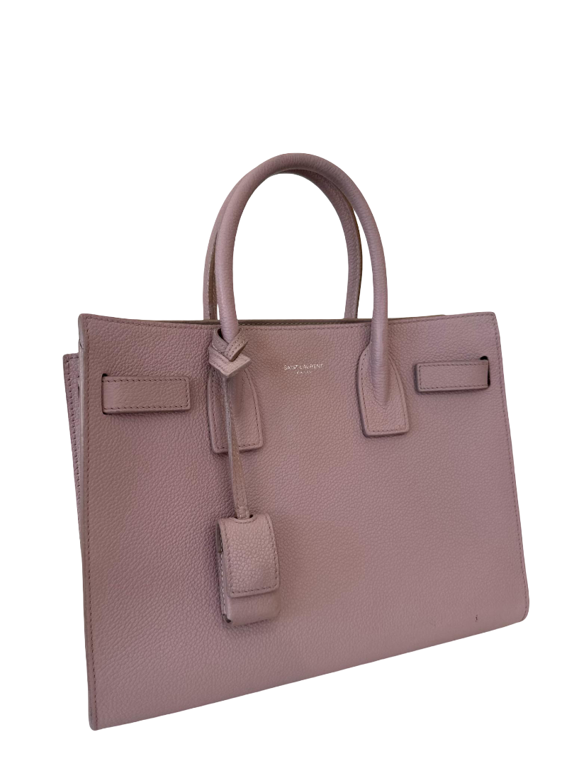 Saint Laurent Rose Pink Grained Leather Baby Sac de Jour Tote Bag