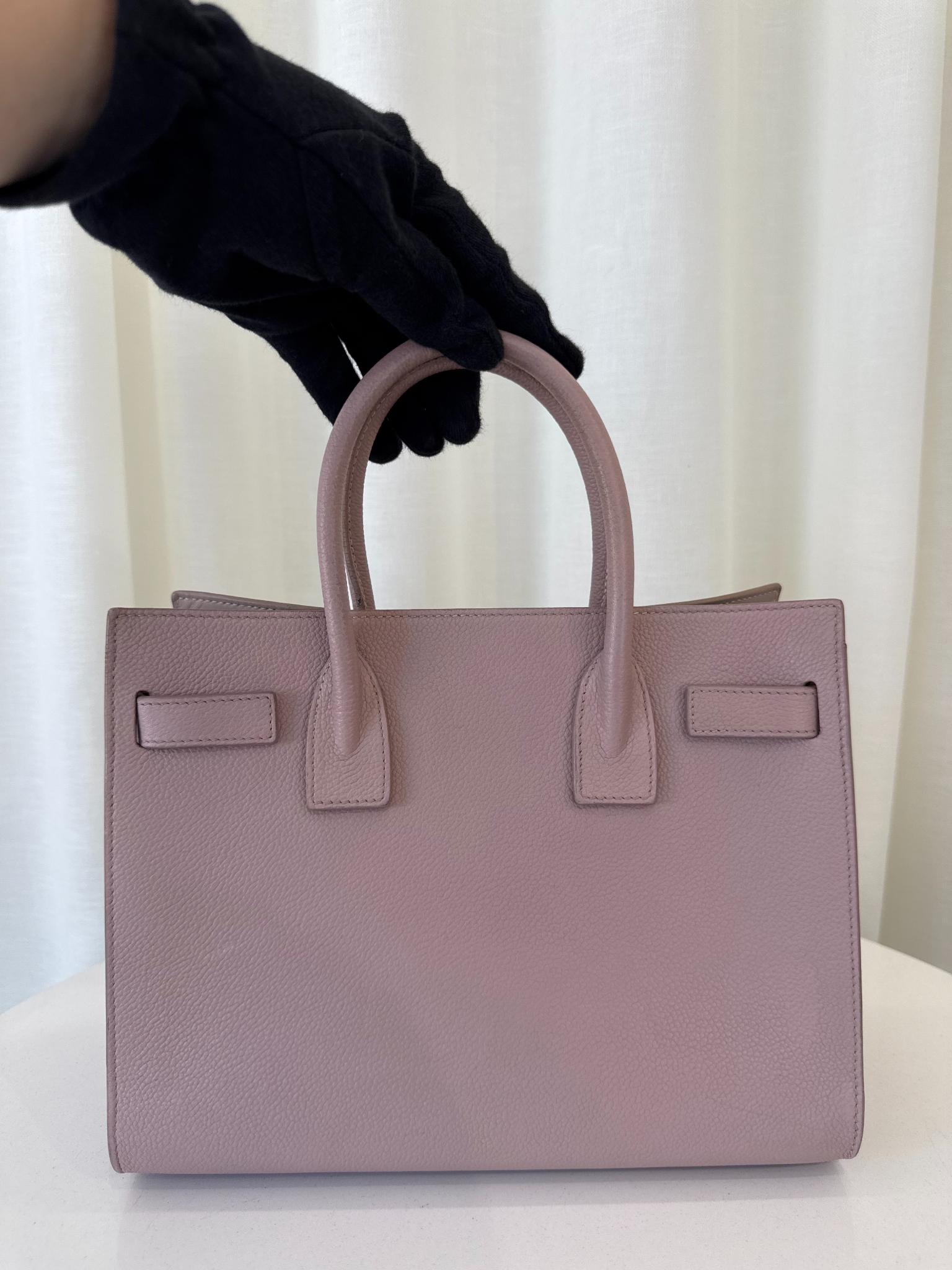 Saint Laurent Rose Pink Grained Leather Baby Sac de Jour Tote Bag