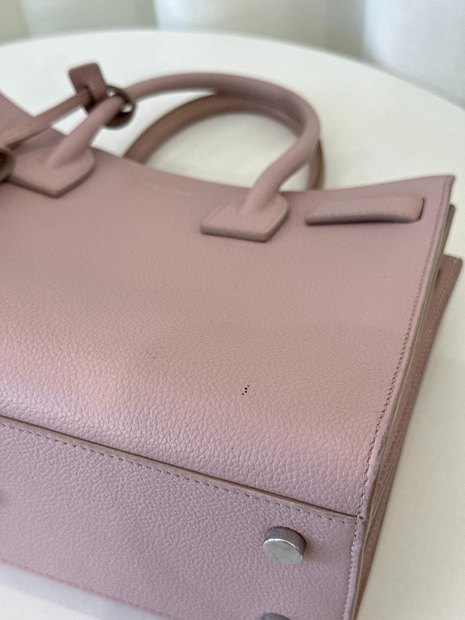 Saint Laurent Rose Pink Grained Leather Baby Sac de Jour Tote Bag