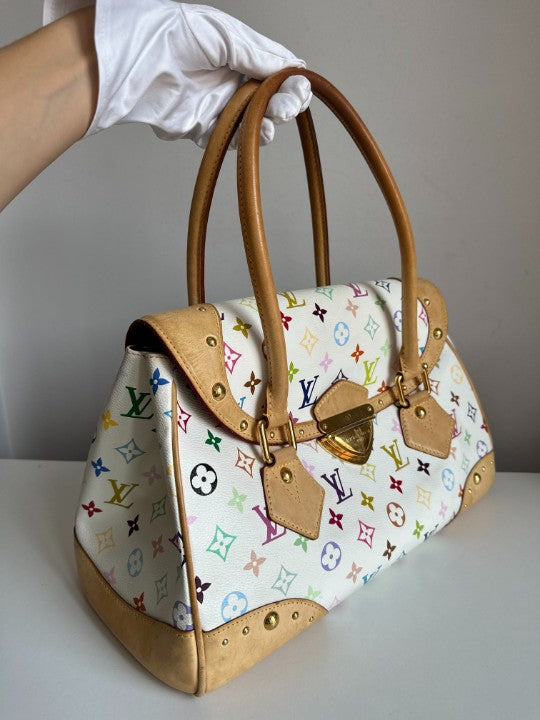 Louis Vuitton White Monogram Multicolore Canvas Beverly GM Bag