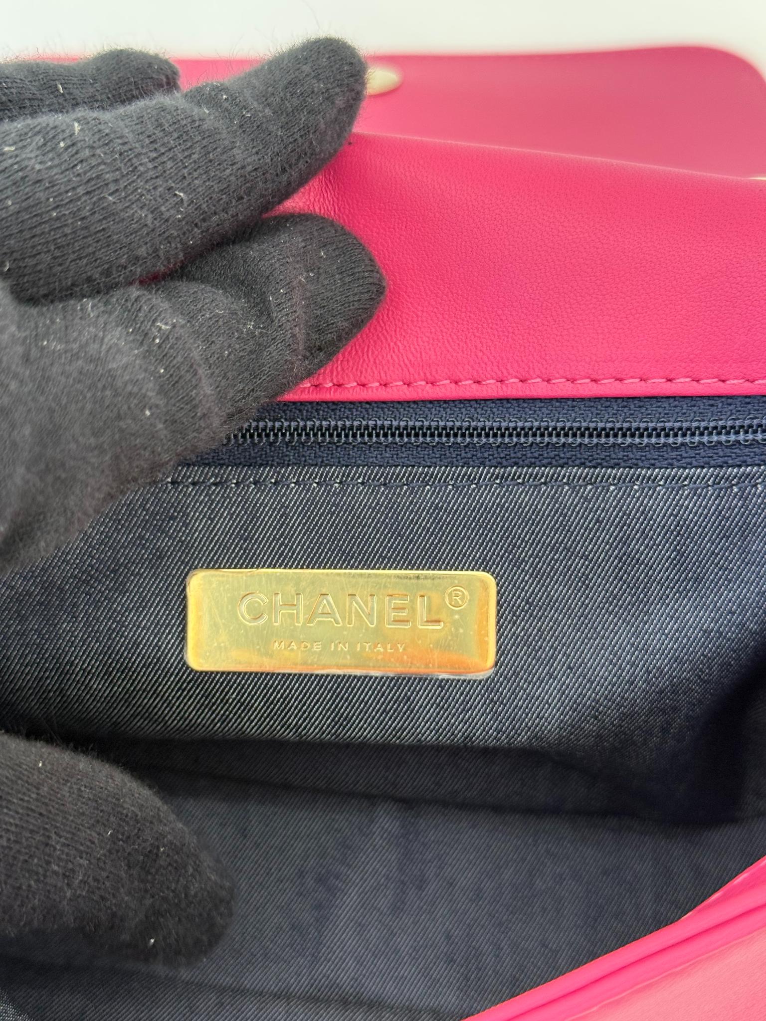 Chanel Hot Pink Lambskin CC Mania Flap Crossbody Bag