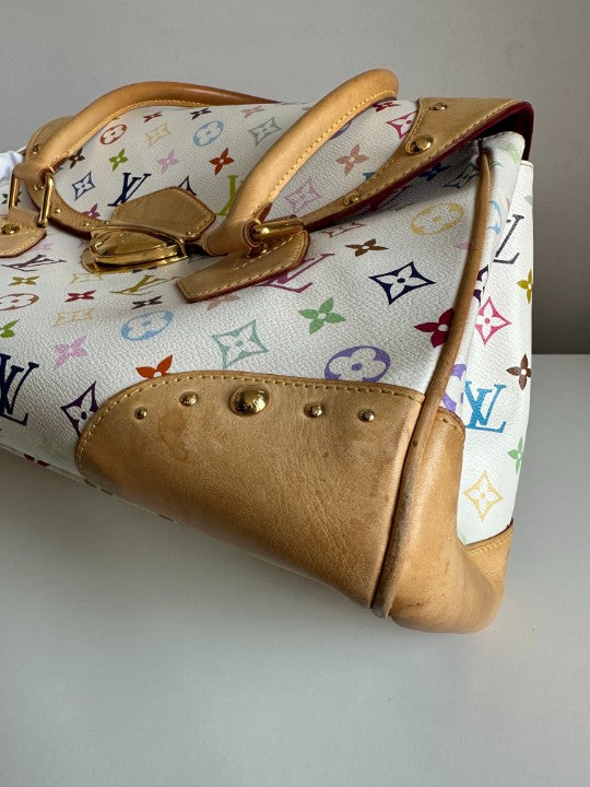 Louis Vuitton White Monogram Multicolore Canvas Beverly GM Bag