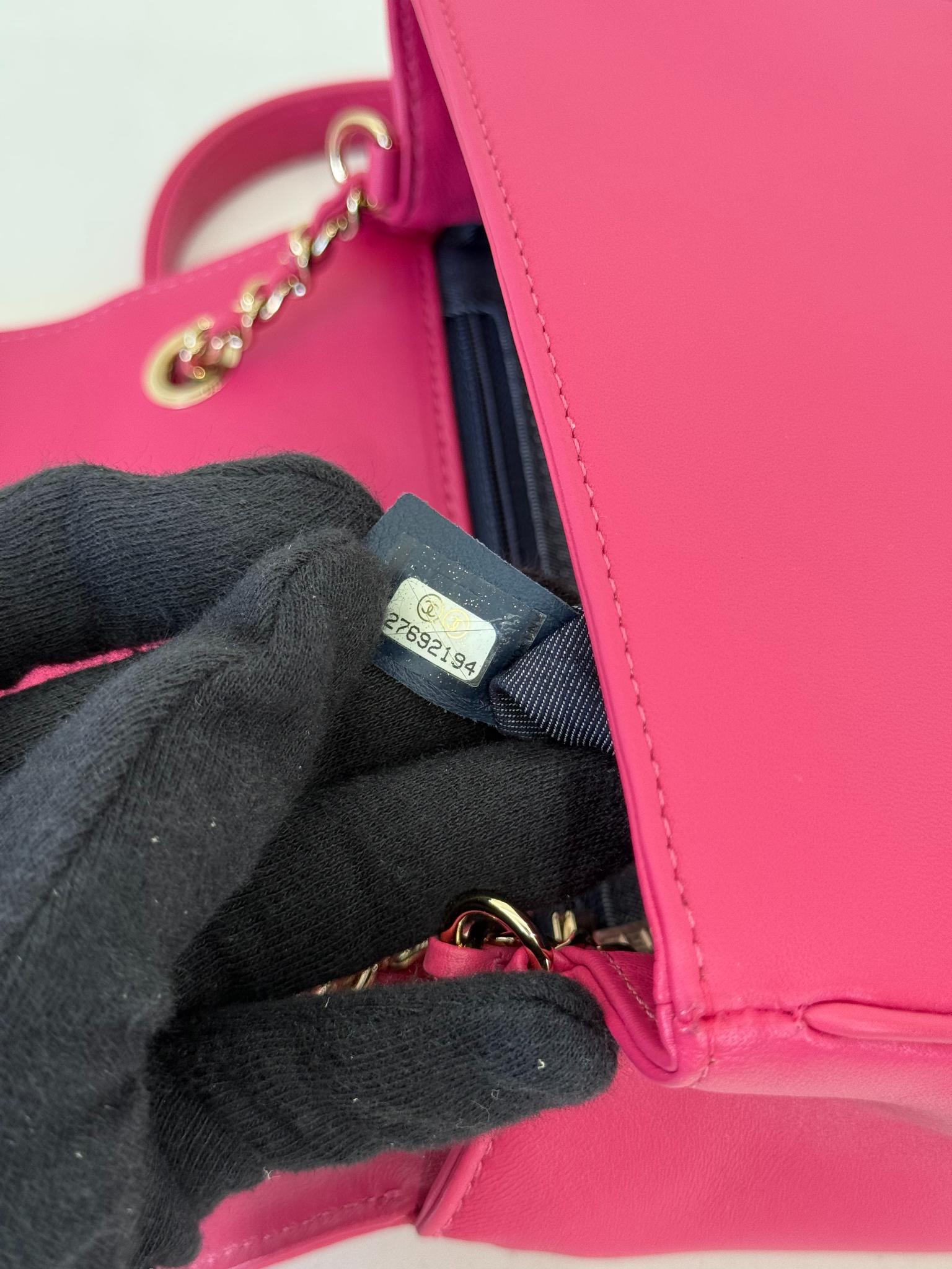Chanel Hot Pink Lambskin CC Mania Flap Crossbody Bag