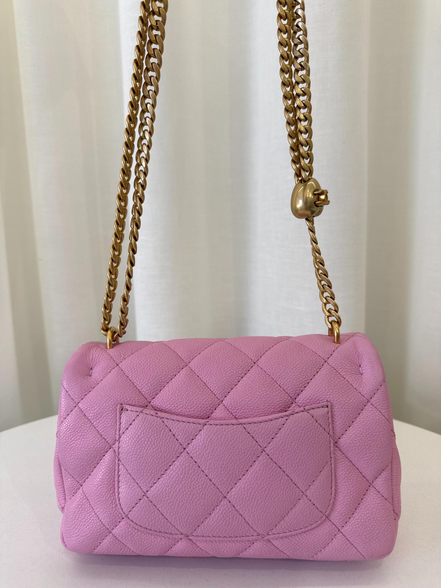 Chanel Sweetheart Mini Square Flap Pink Caviar