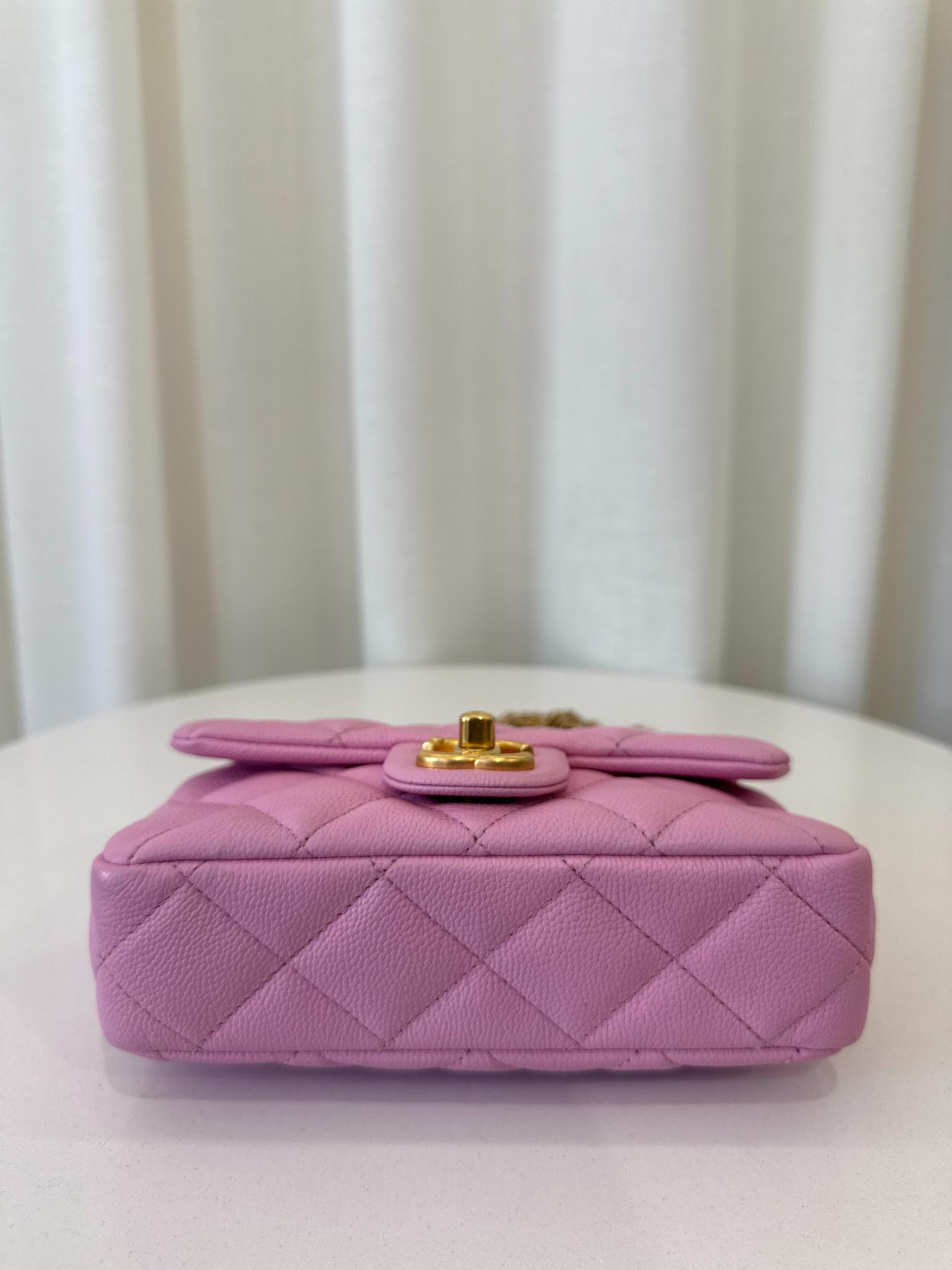 Chanel Sweetheart Mini Square Flap Pink Caviar