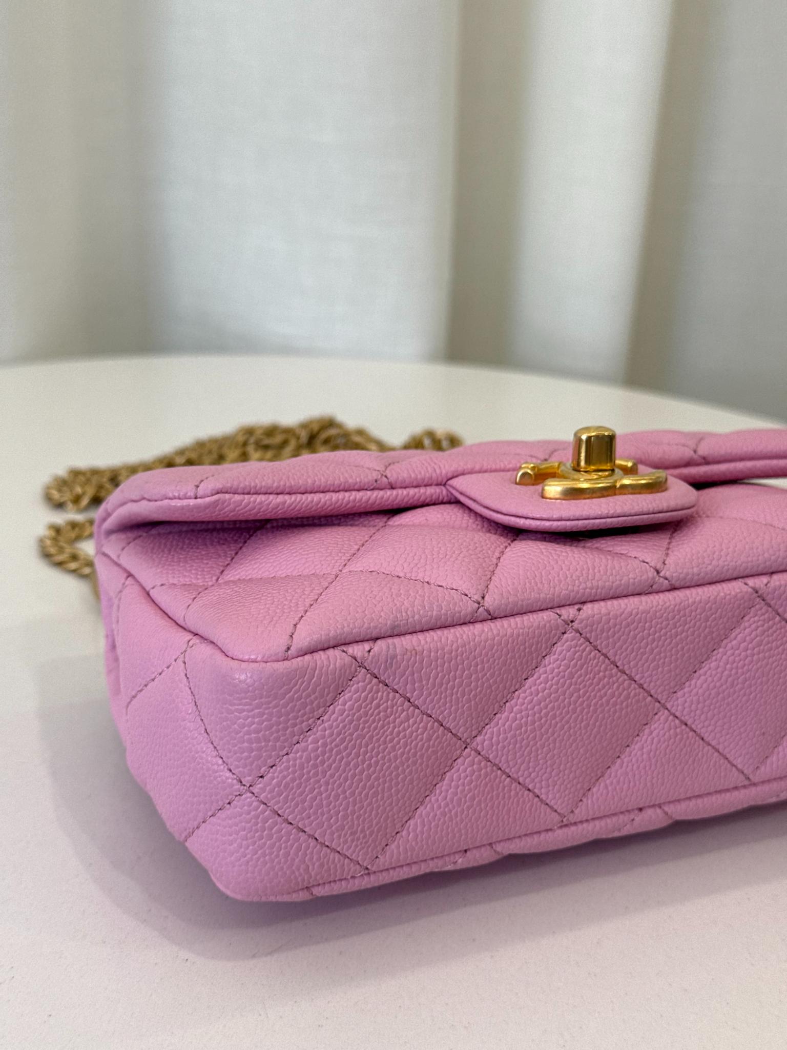 Chanel Sweetheart Mini Square Flap Pink Caviar