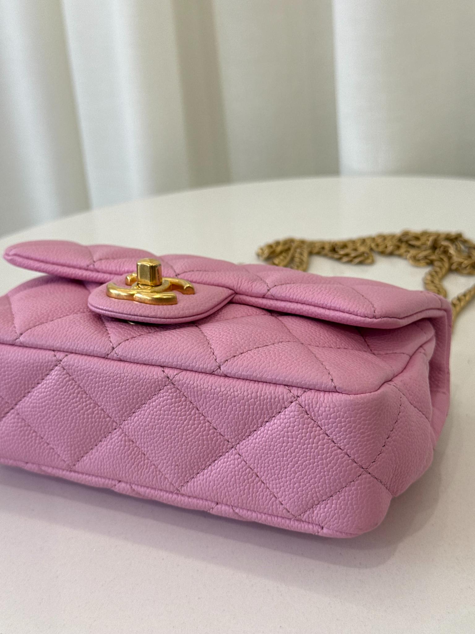 Chanel Sweetheart Mini Square Flap Pink Caviar