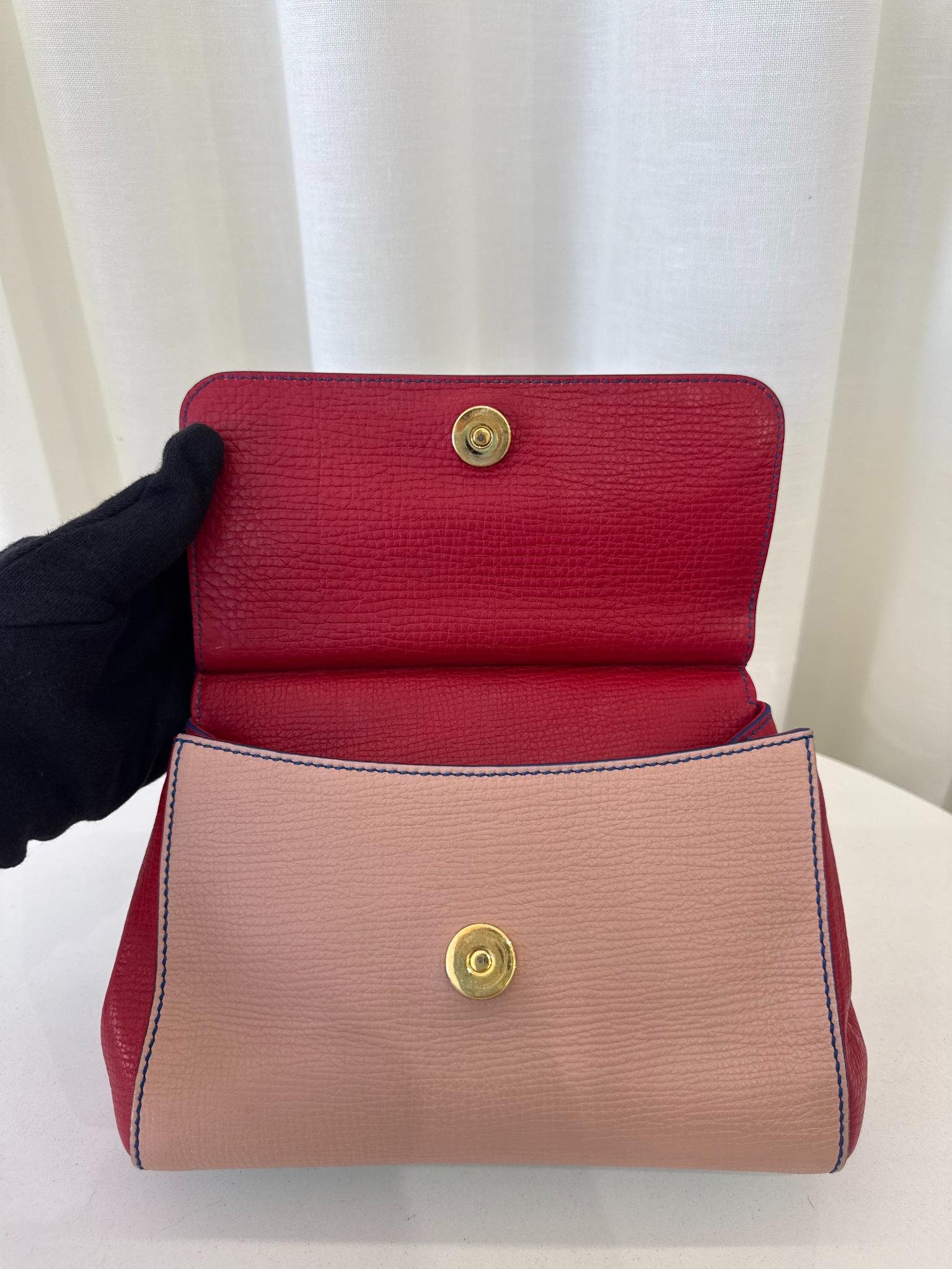 Dolce Gabbana Tri Color Dauphine Leather Small Miss Sicily Top Handle Bag
