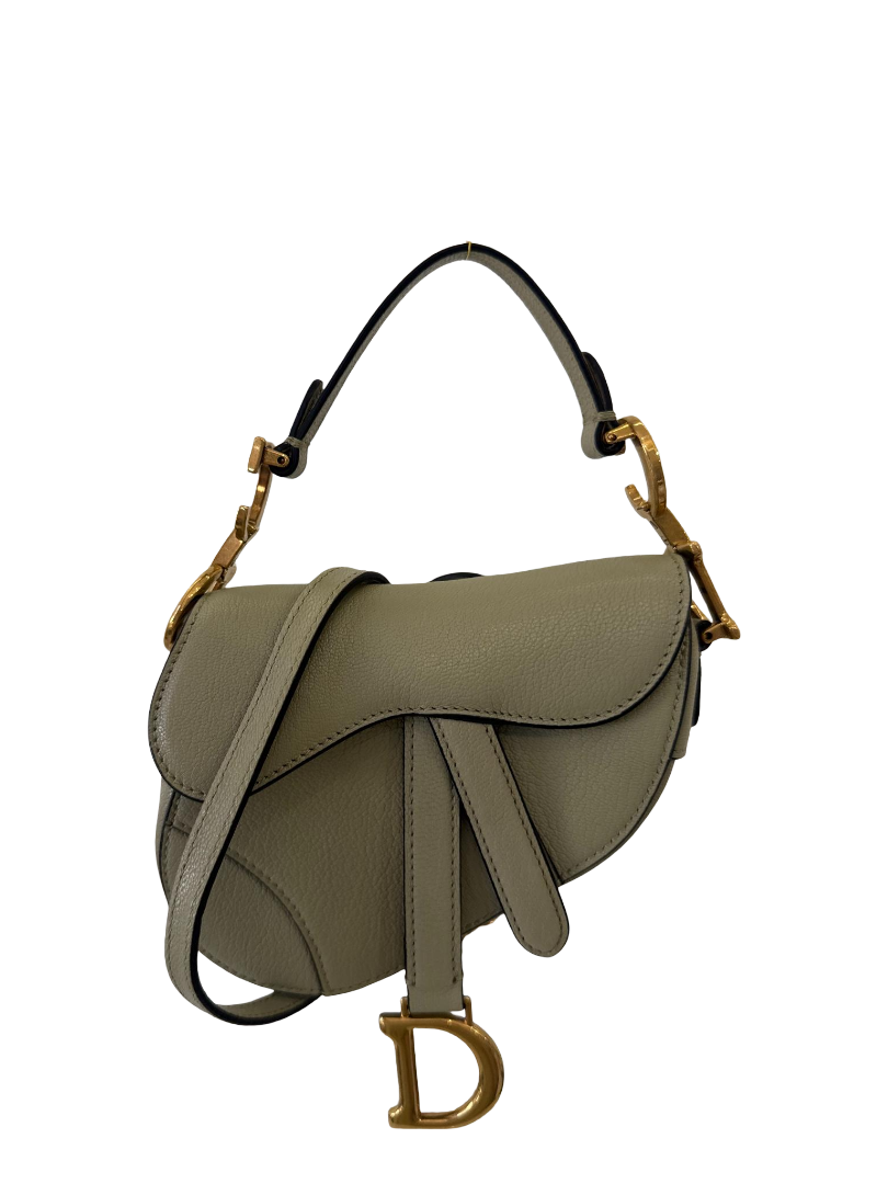 Christian Dior Grained Calfskin Micro Saddle Sage Green