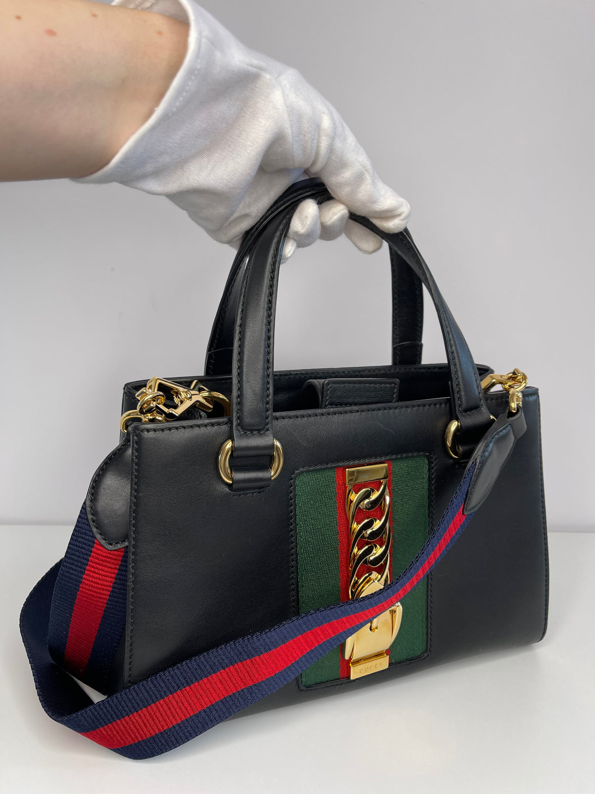 Gucci Black Sylvie Web Satchel