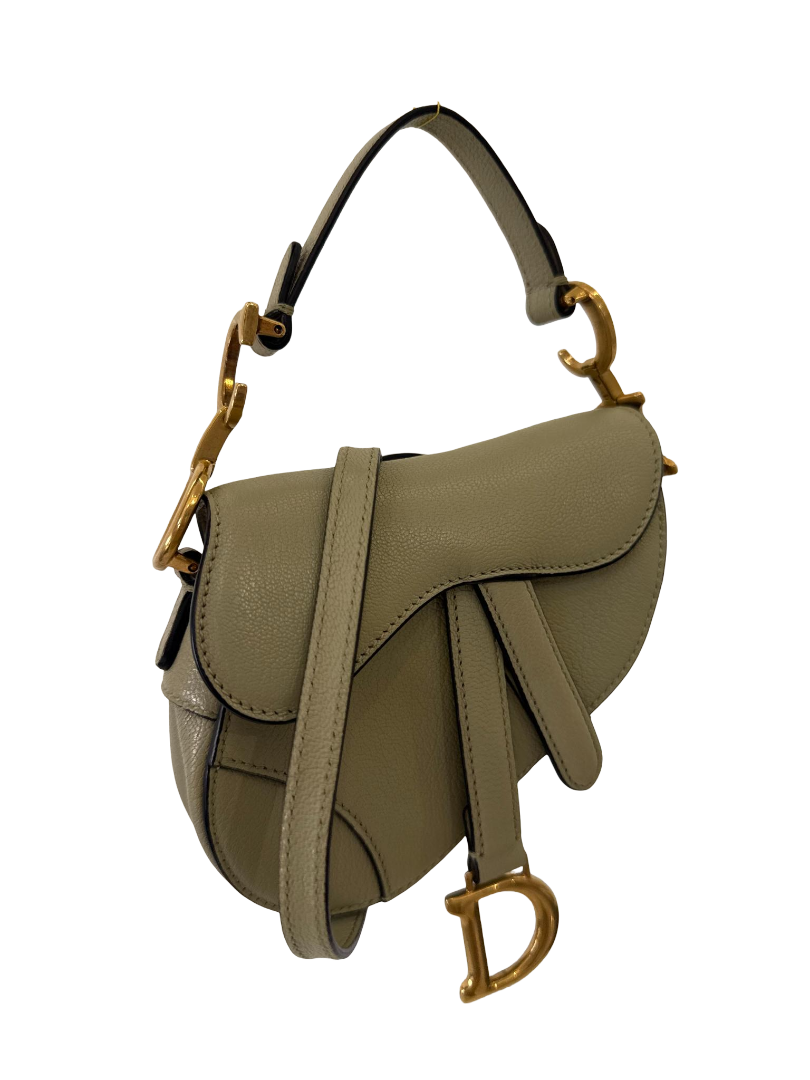 Christian Dior Grained Calfskin Micro Saddle Sage Green