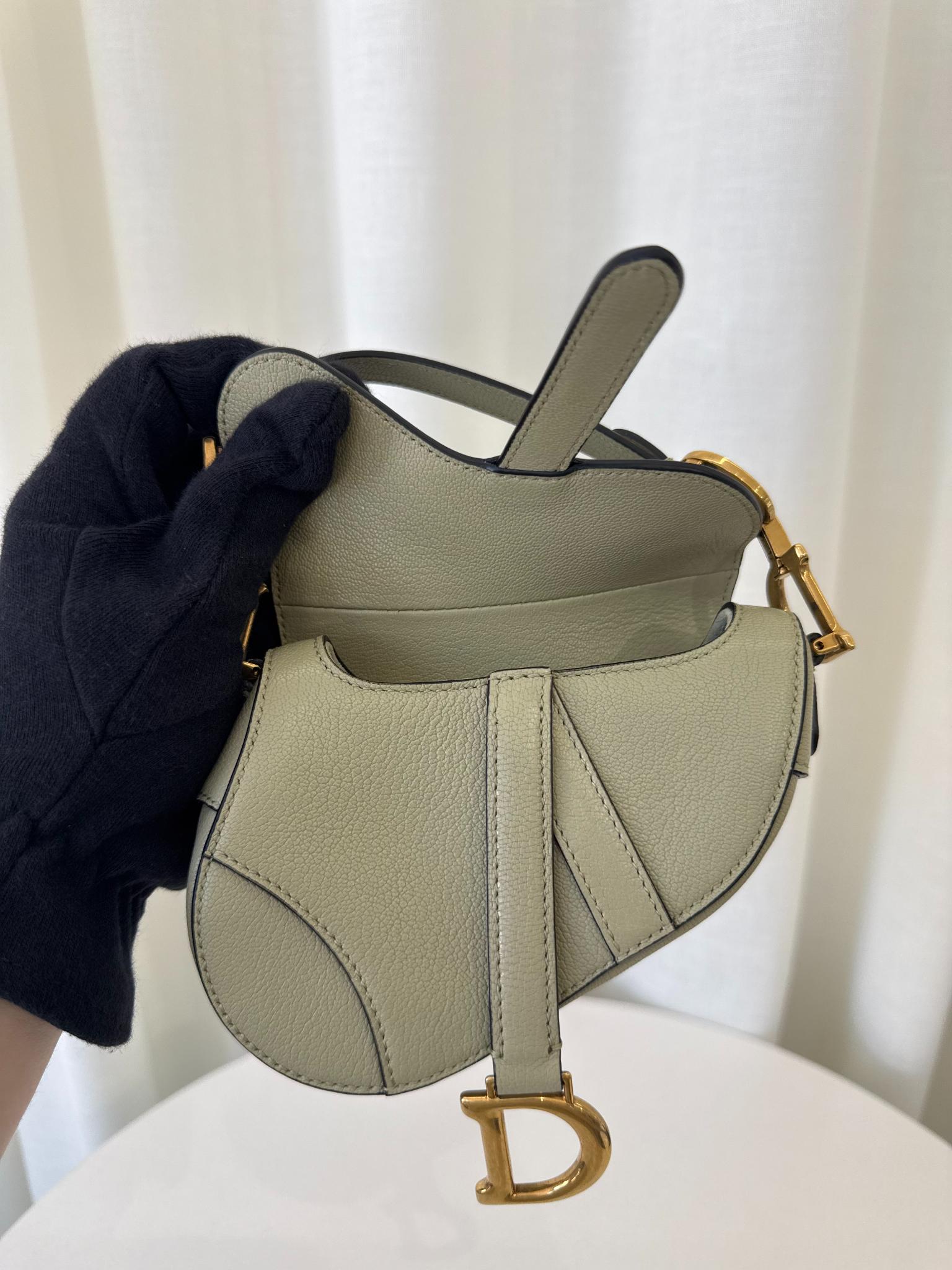 Christian Dior Grained Calfskin Micro Saddle Sage Green