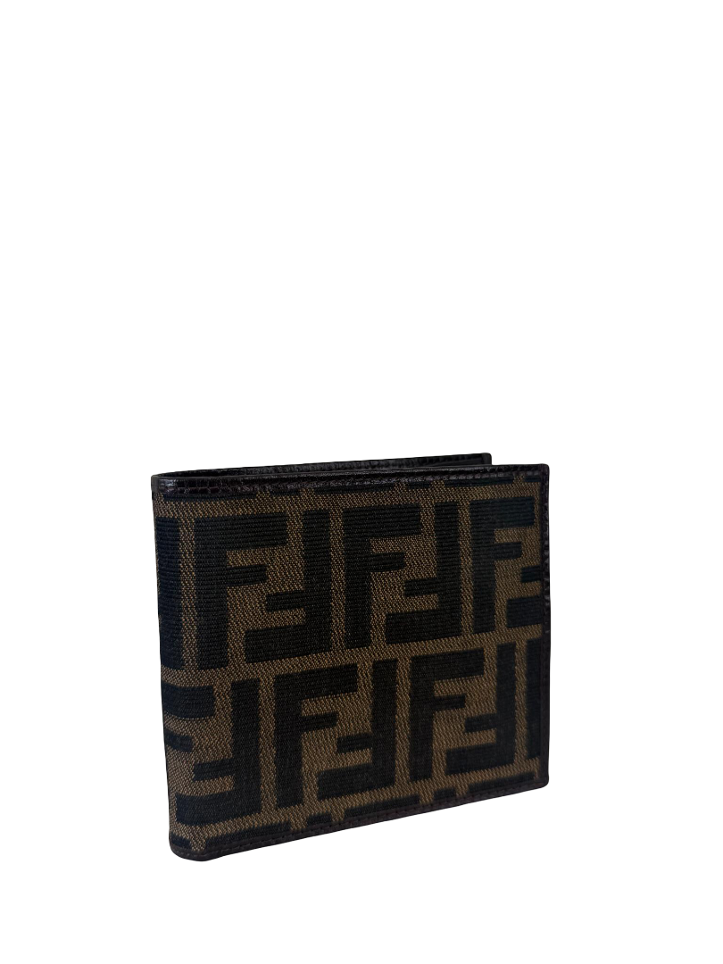 Fendi FF Brown Jacquard Leather Bifold Wallet