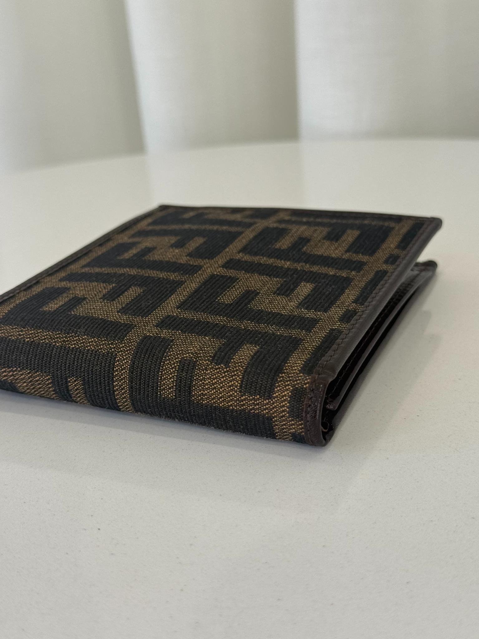 Fendi FF Brown Jacquard Leather Bifold Wallet
