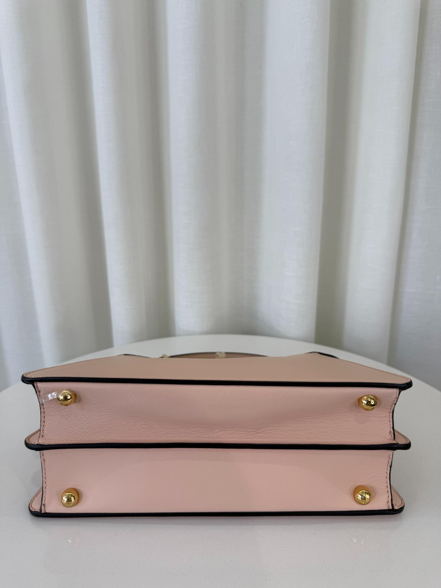 Fendi Light Rose Calfskin Leather Medium Peekaboo with Tortoise Detail