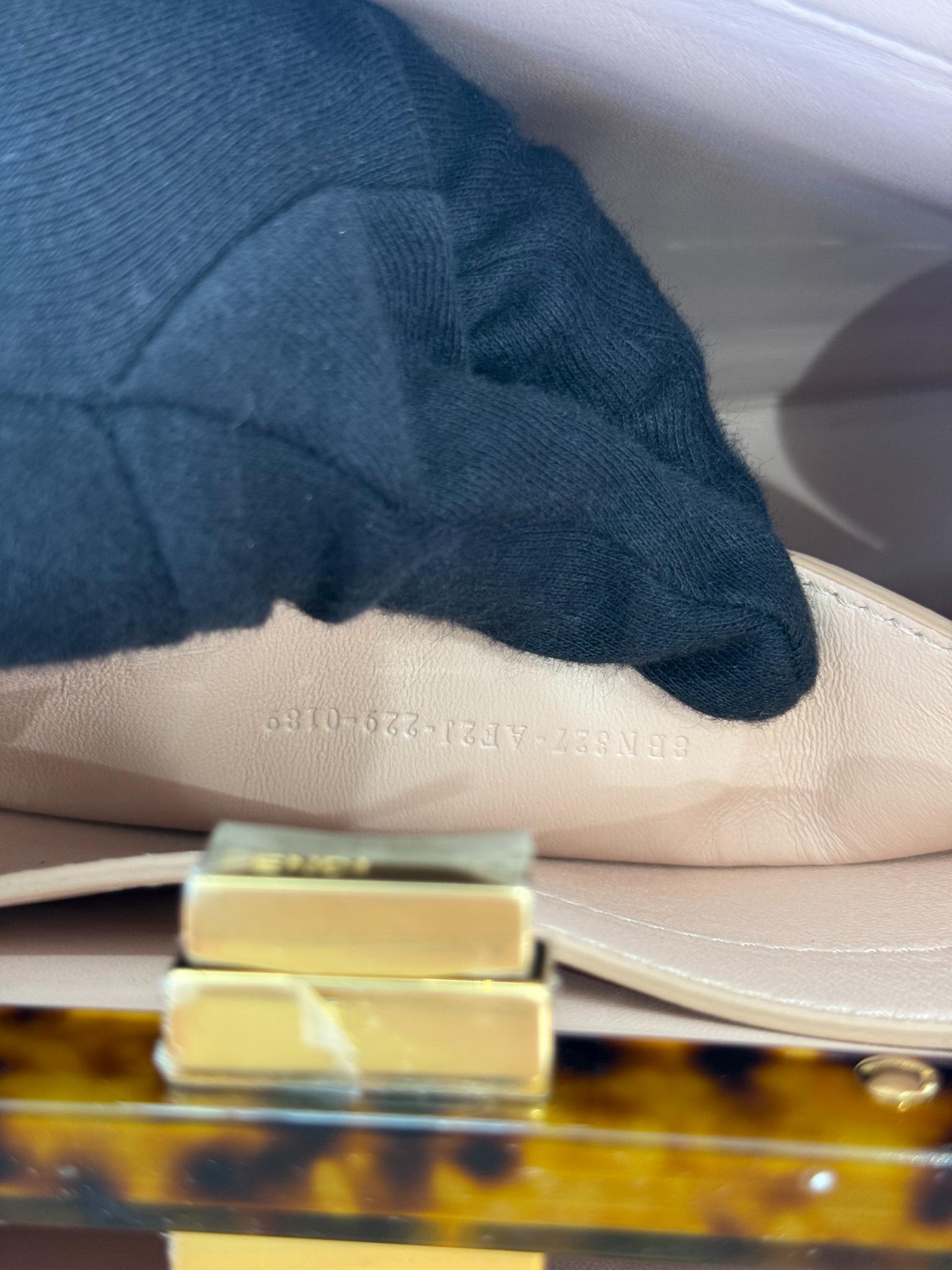 Fendi Light Rose Calfskin Leather Medium Peekaboo with Tortoise Detail