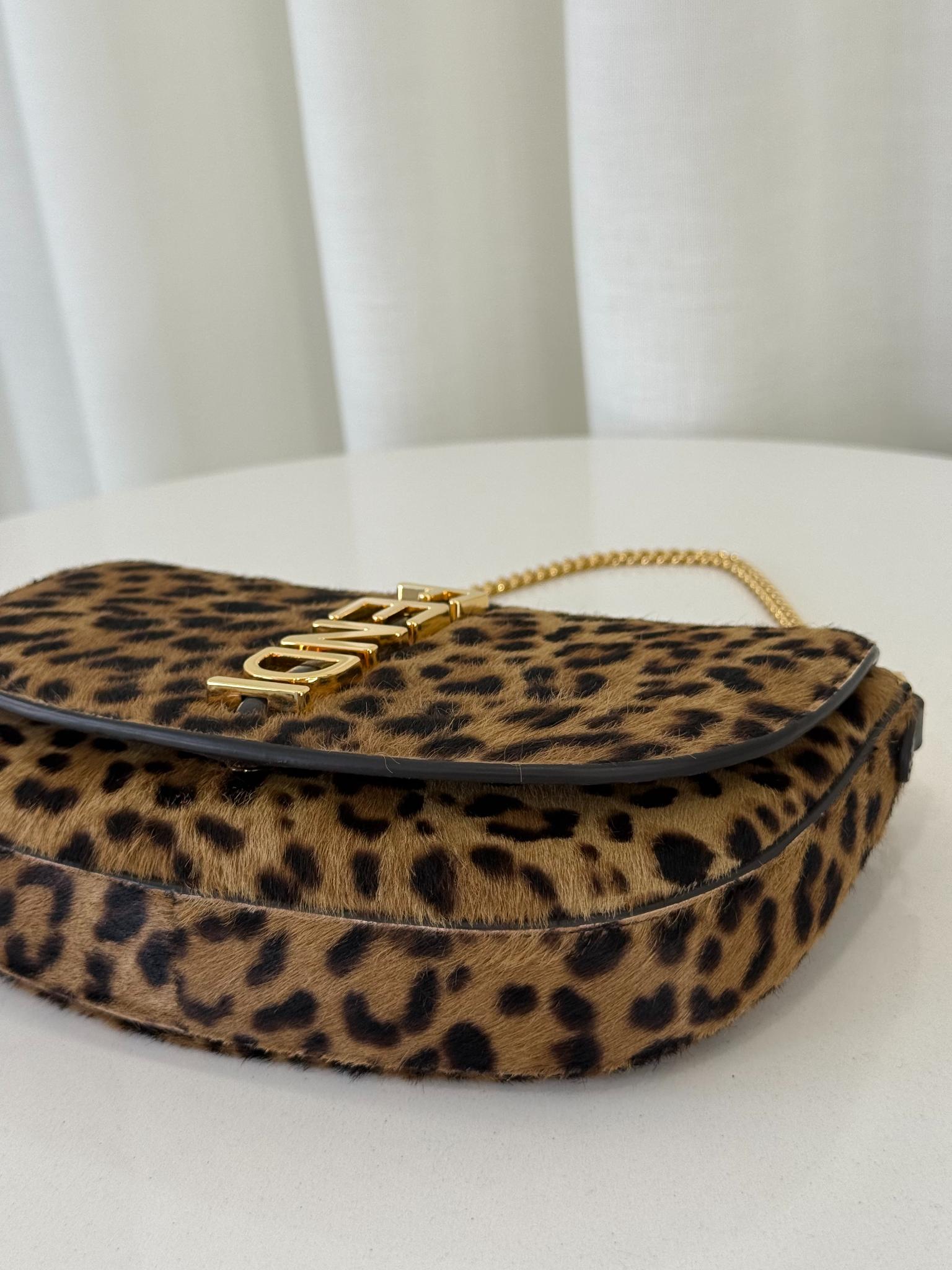 Fendi Fendigraphy Leopard Ponyhair Wallet on Chain