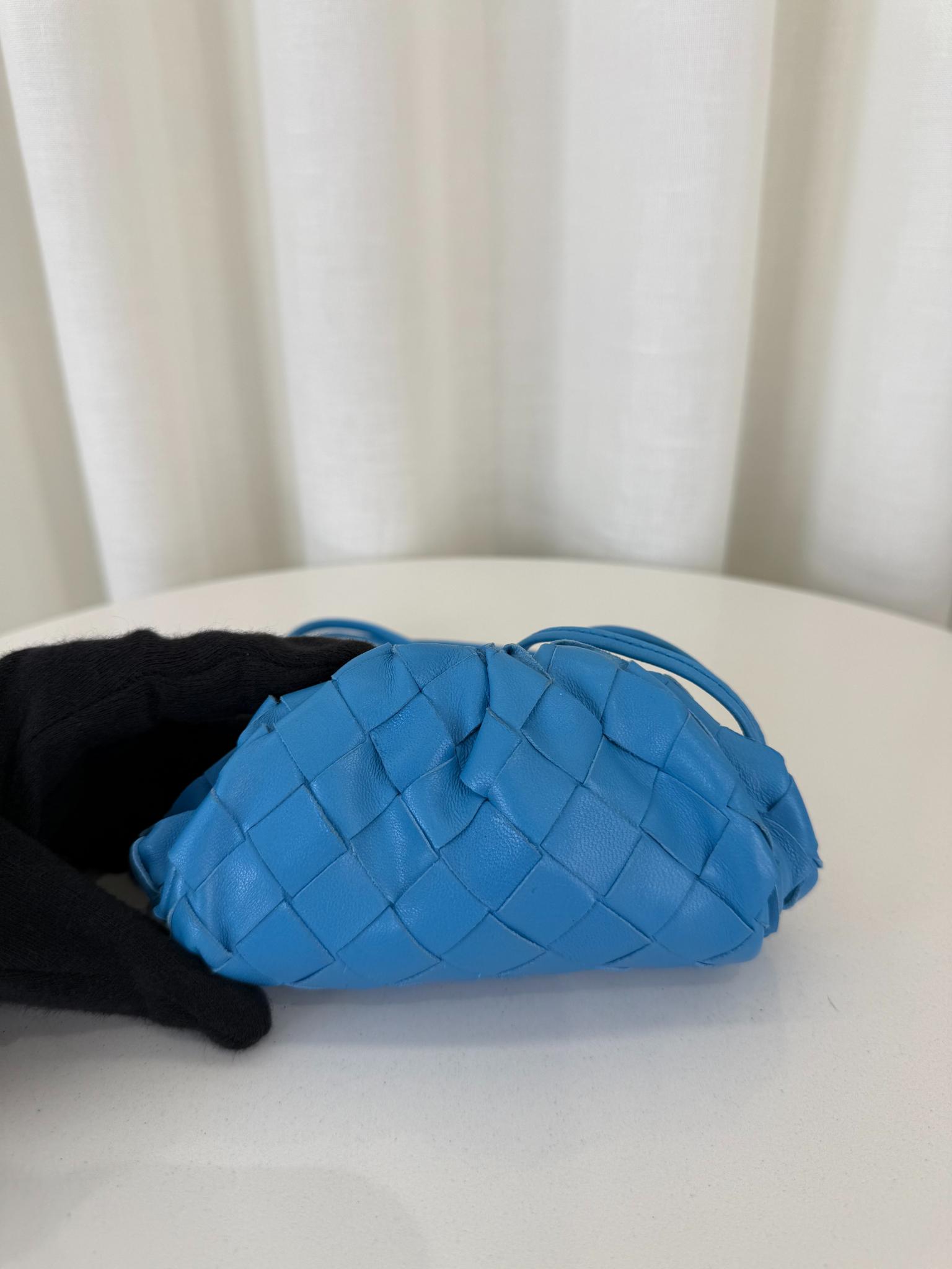 Bottega Veneta Sky Blue Intrecciato Nappa Leather Micro Wristlet Pouch