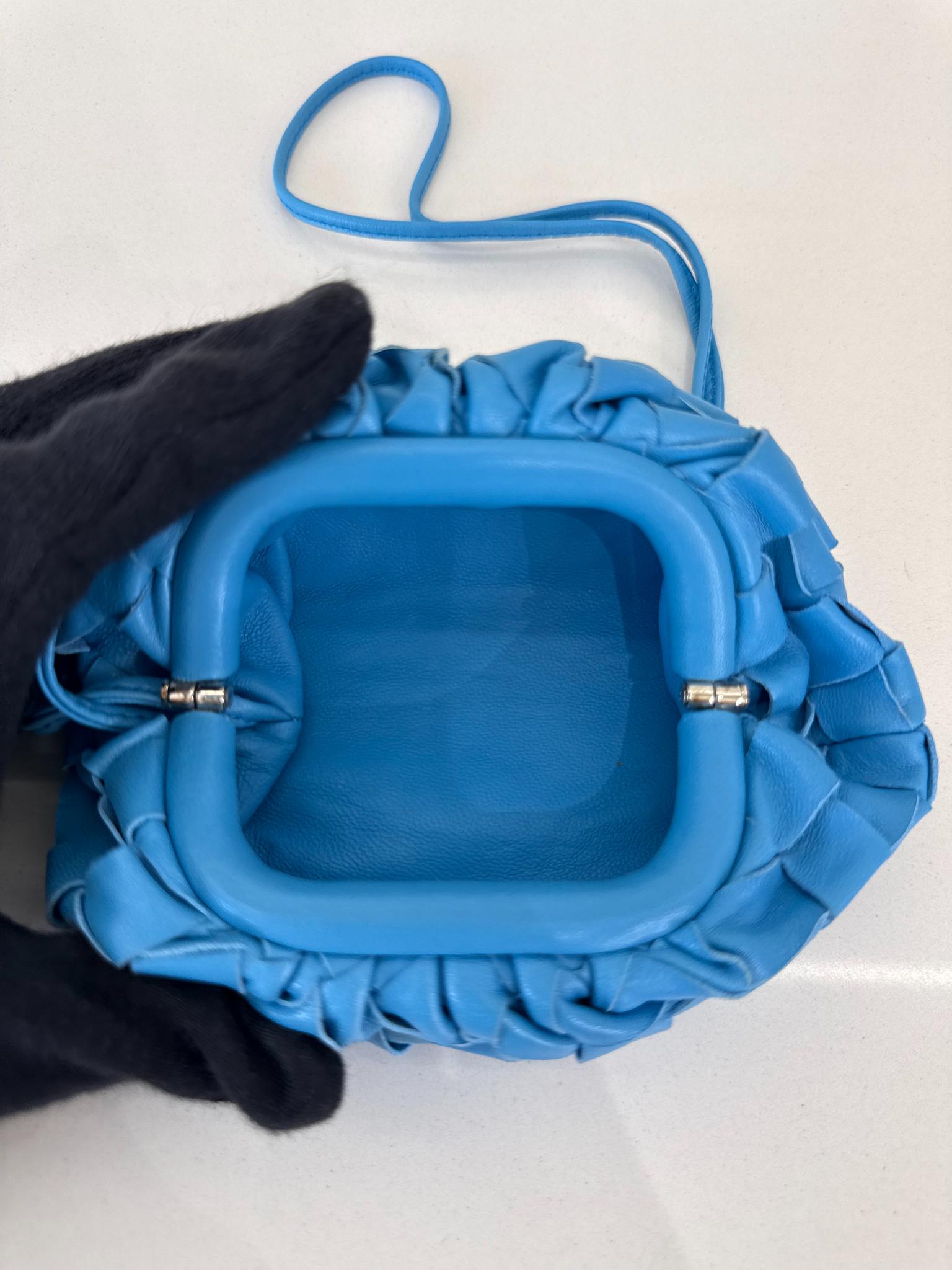 Bottega Veneta Sky Blue Intrecciato Nappa Leather Micro Wristlet Pouch