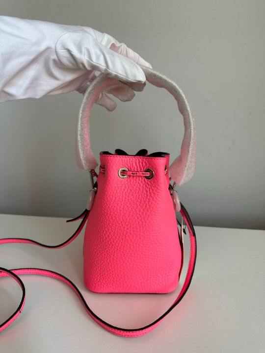 Fendi Mini Mon Tresor Leather Bucket Bag Pink