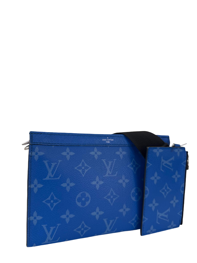Louis Vuitton Men’s Gaston Wearable Wallet Blue Monogram Taigarama