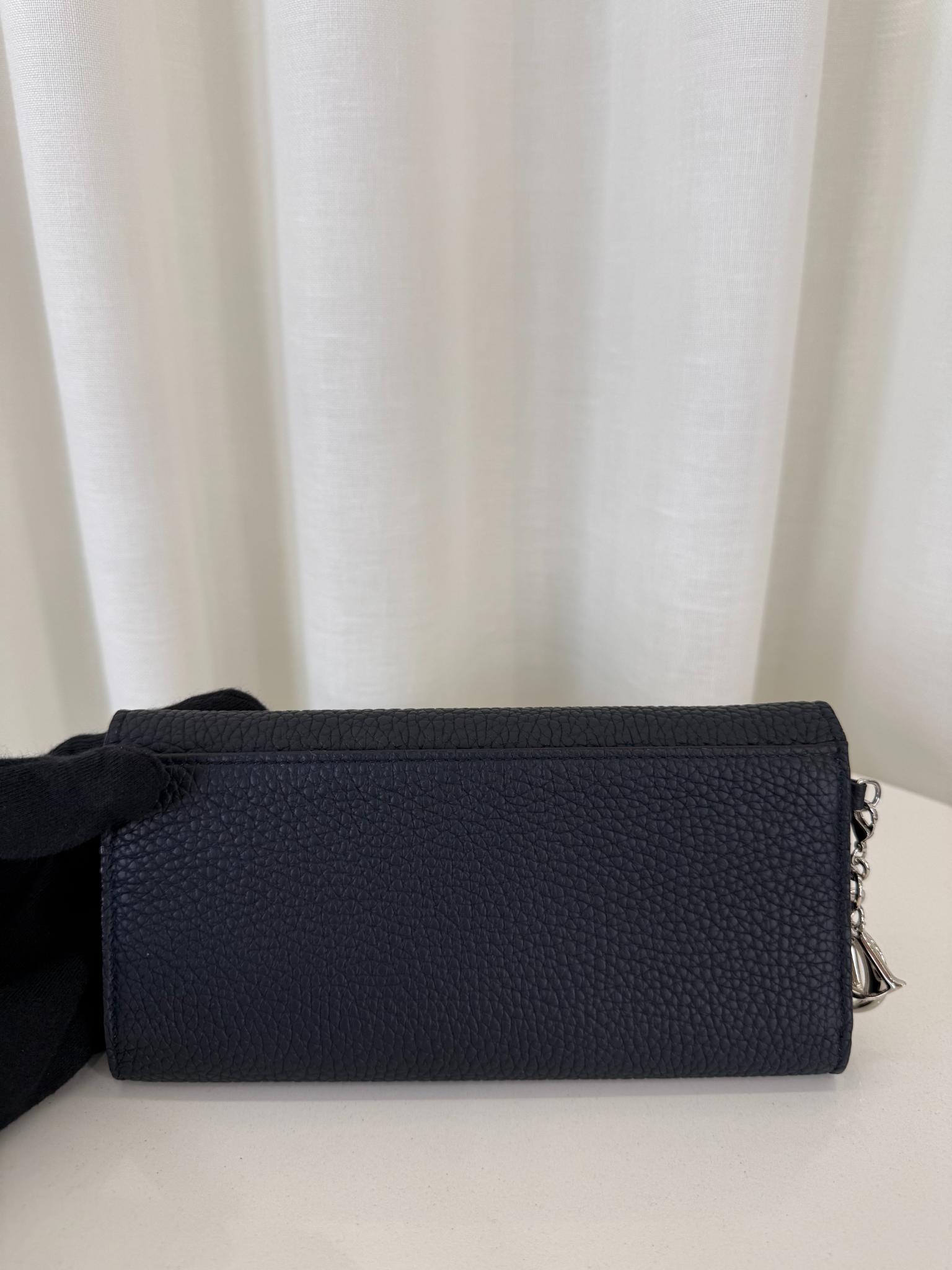 Dior Dark Blue Leather Diorissimo Continental Wallet