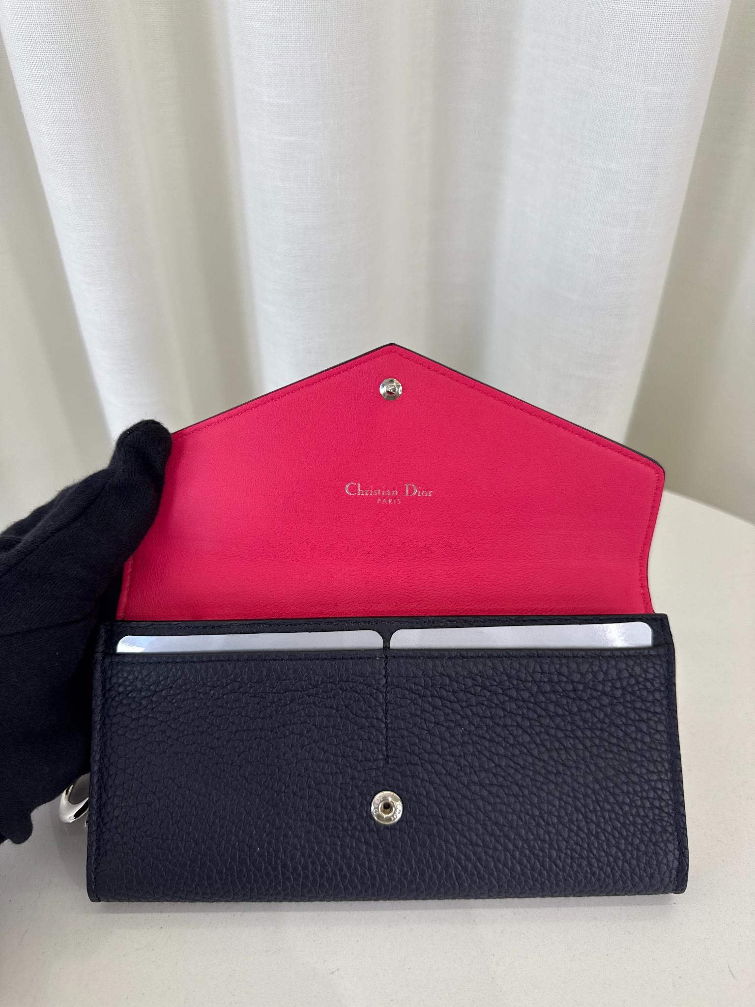 Dior Dark Blue Leather Diorissimo Continental Wallet