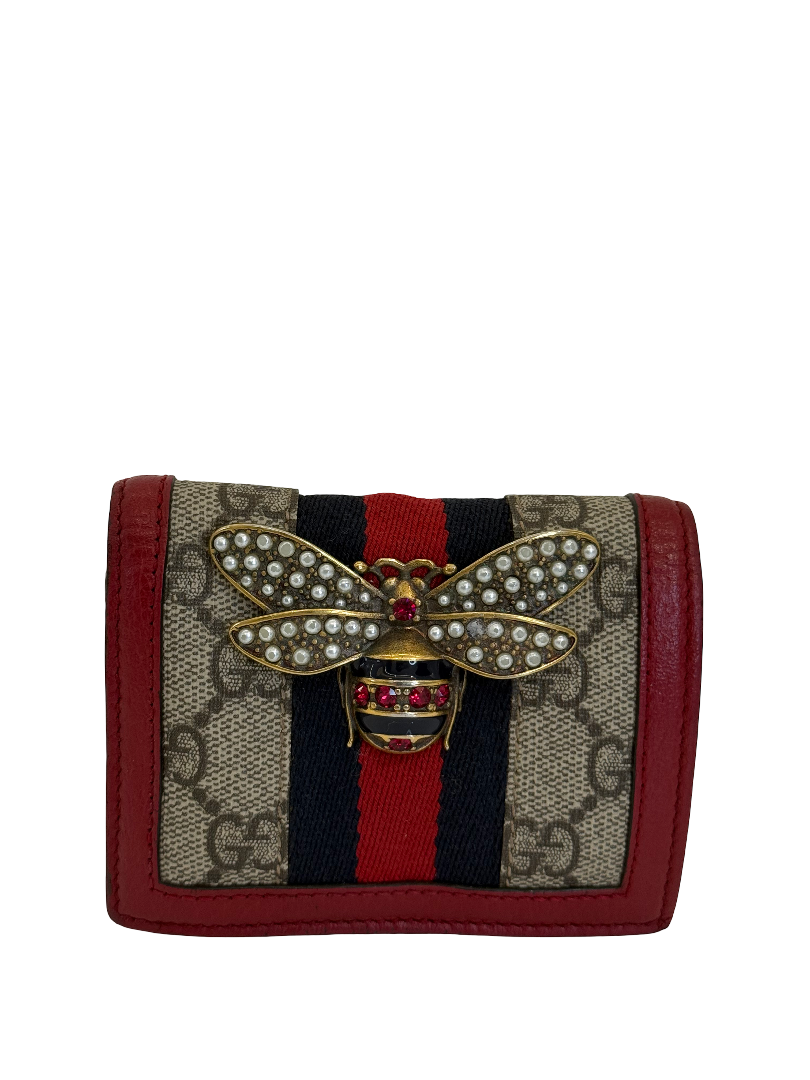Gucci Red/Beige GG Supreme Canvas Queen Margaret Wallet