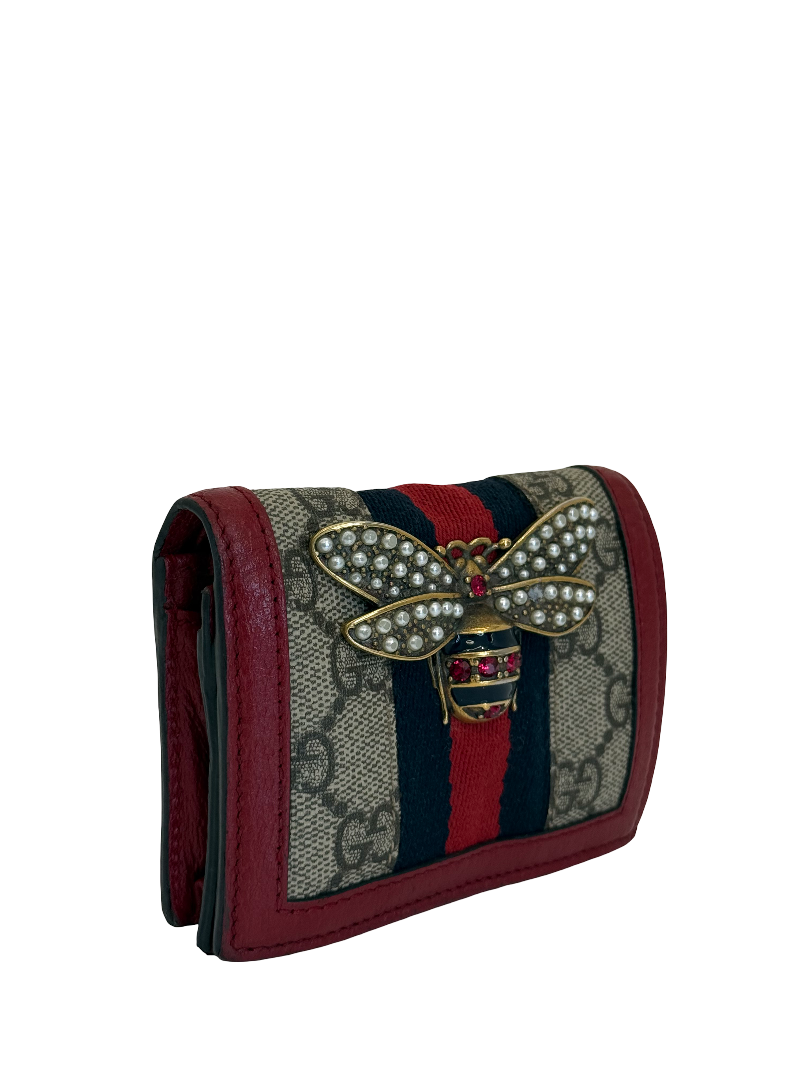 Gucci Red/Beige GG Supreme Canvas Queen Margaret Wallet