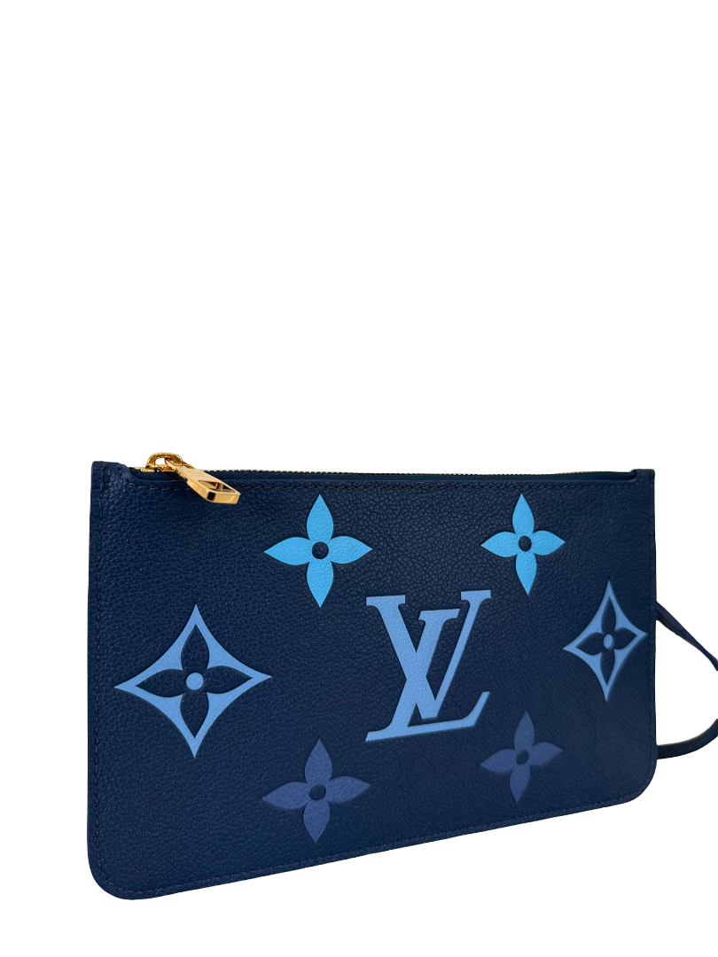 Louis Vuitton Neverfull Pochette Monogram Empreinte Giant Degrade Bleu
