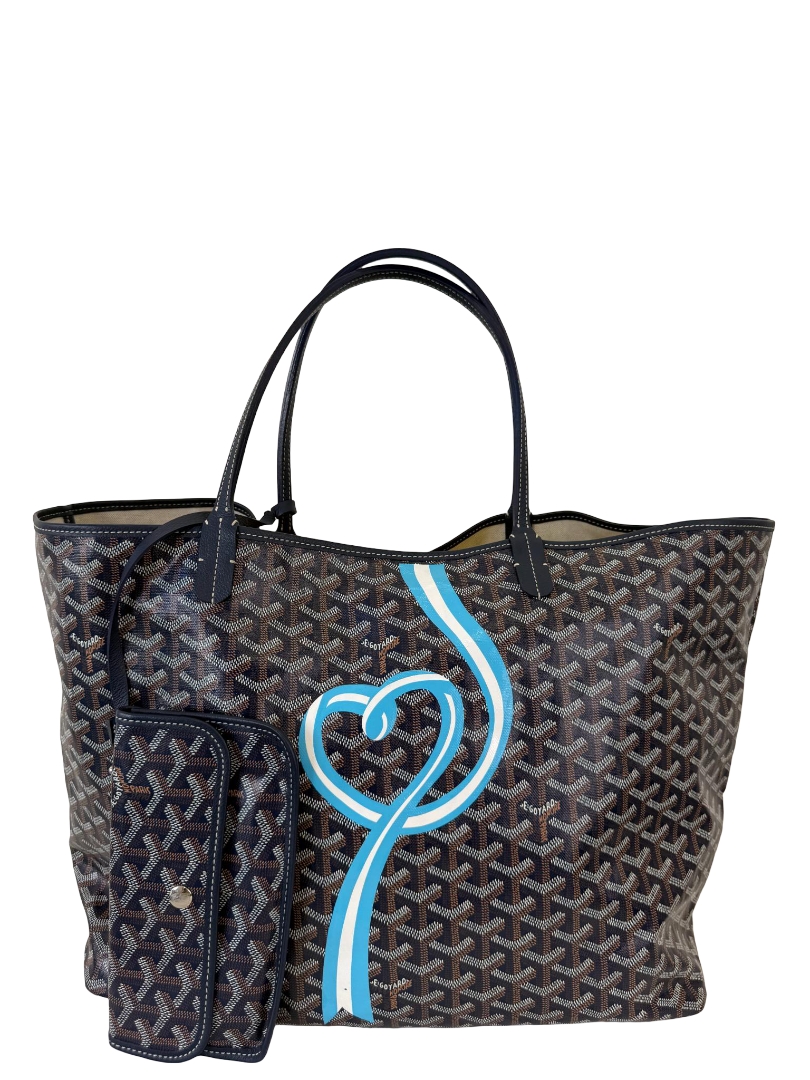 Goyard Saint Louis GM Limited Edition Blue Heart Ribbon Design