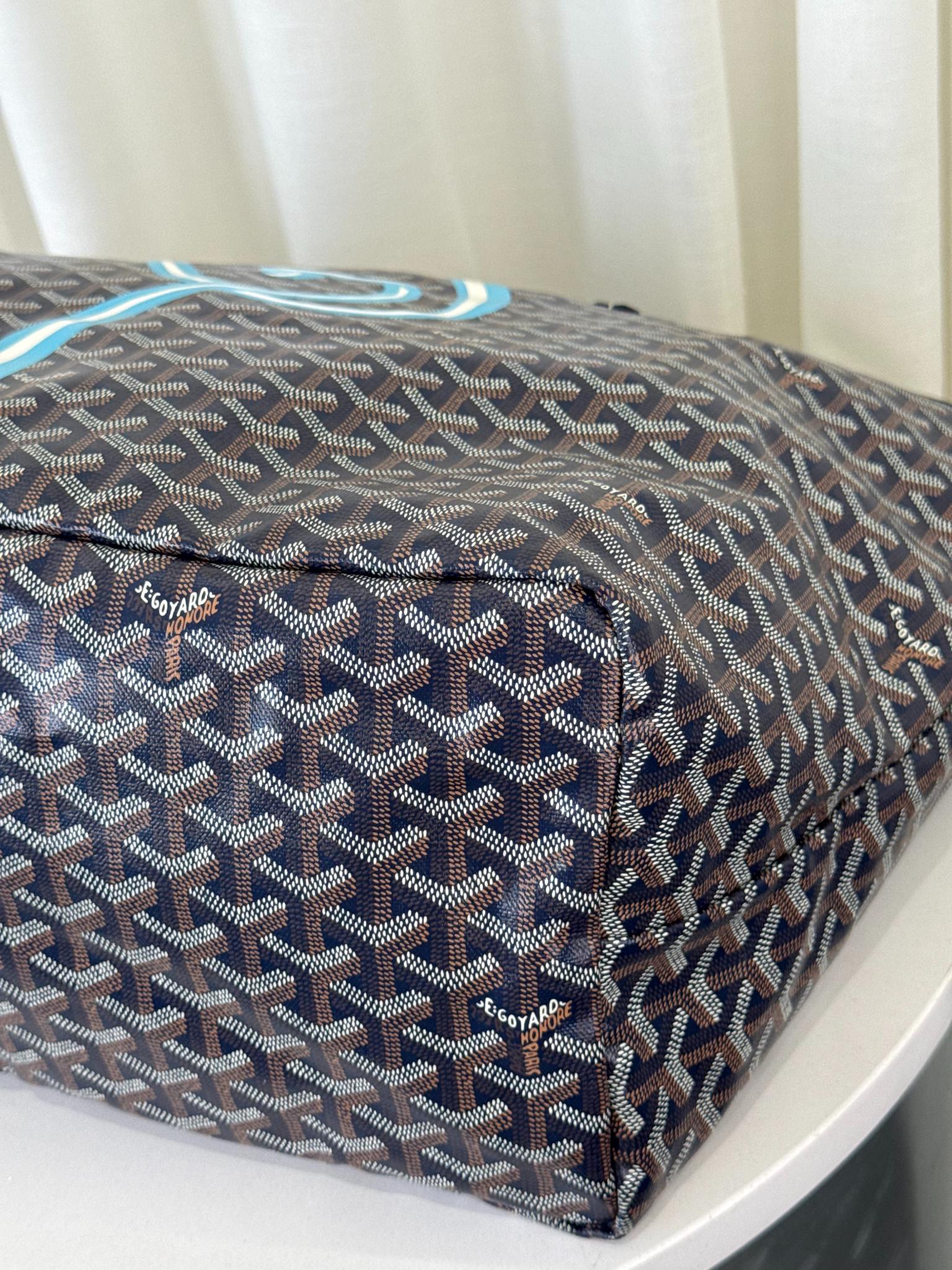Goyard Saint Louis GM Limited Edition Blue Heart Ribbon Design