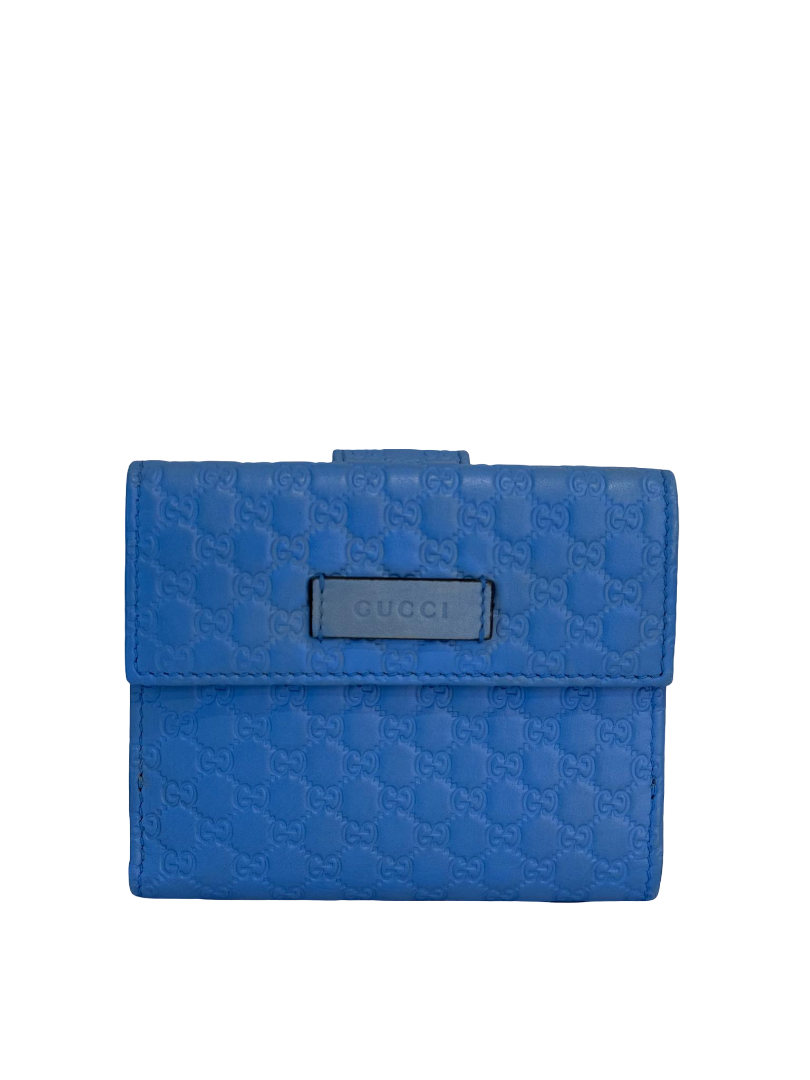 Gucci Soft Microguccissima Powder Blue Compact Wallet