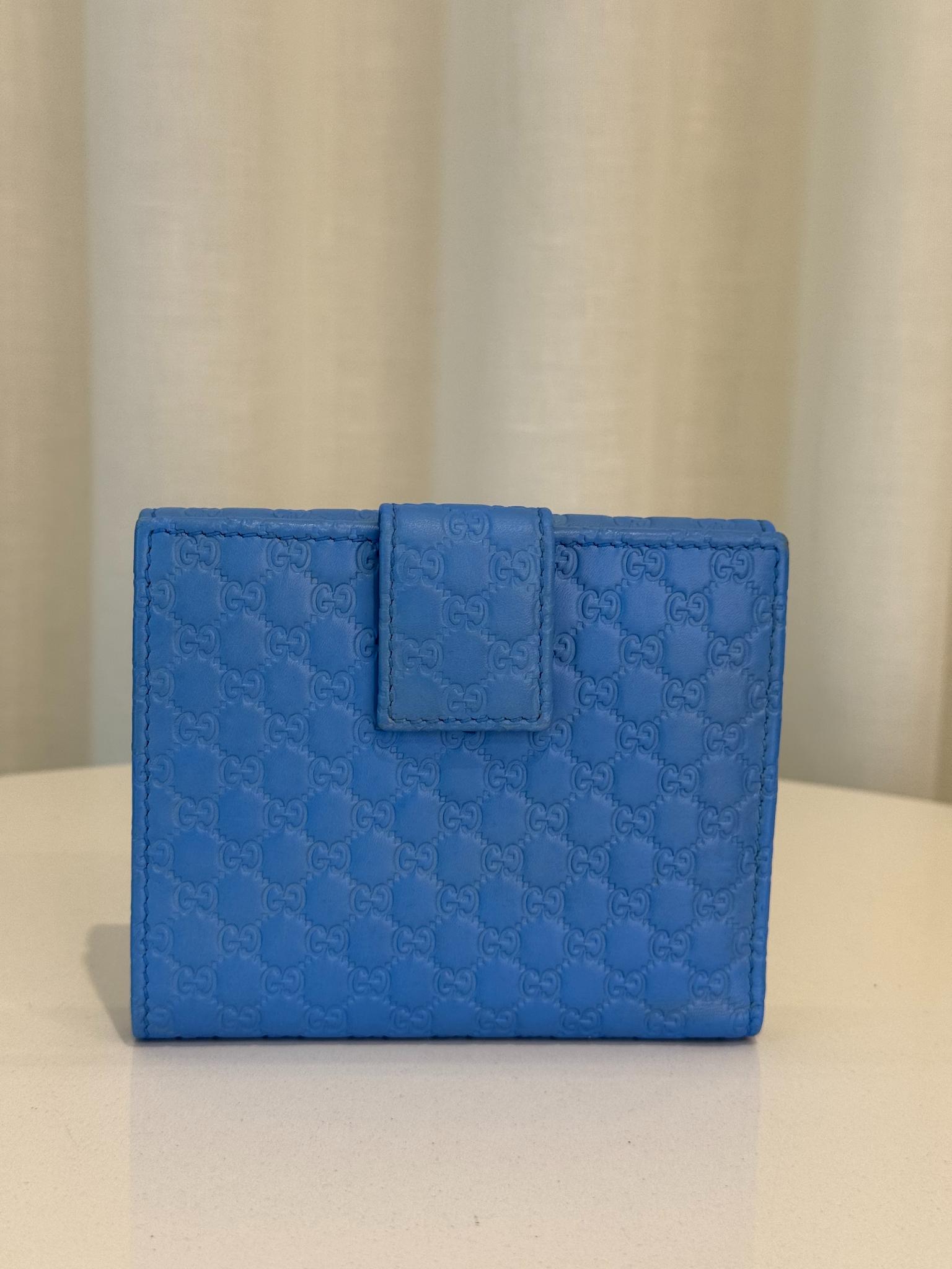 Gucci Soft Microguccissima Powder Blue Compact Wallet