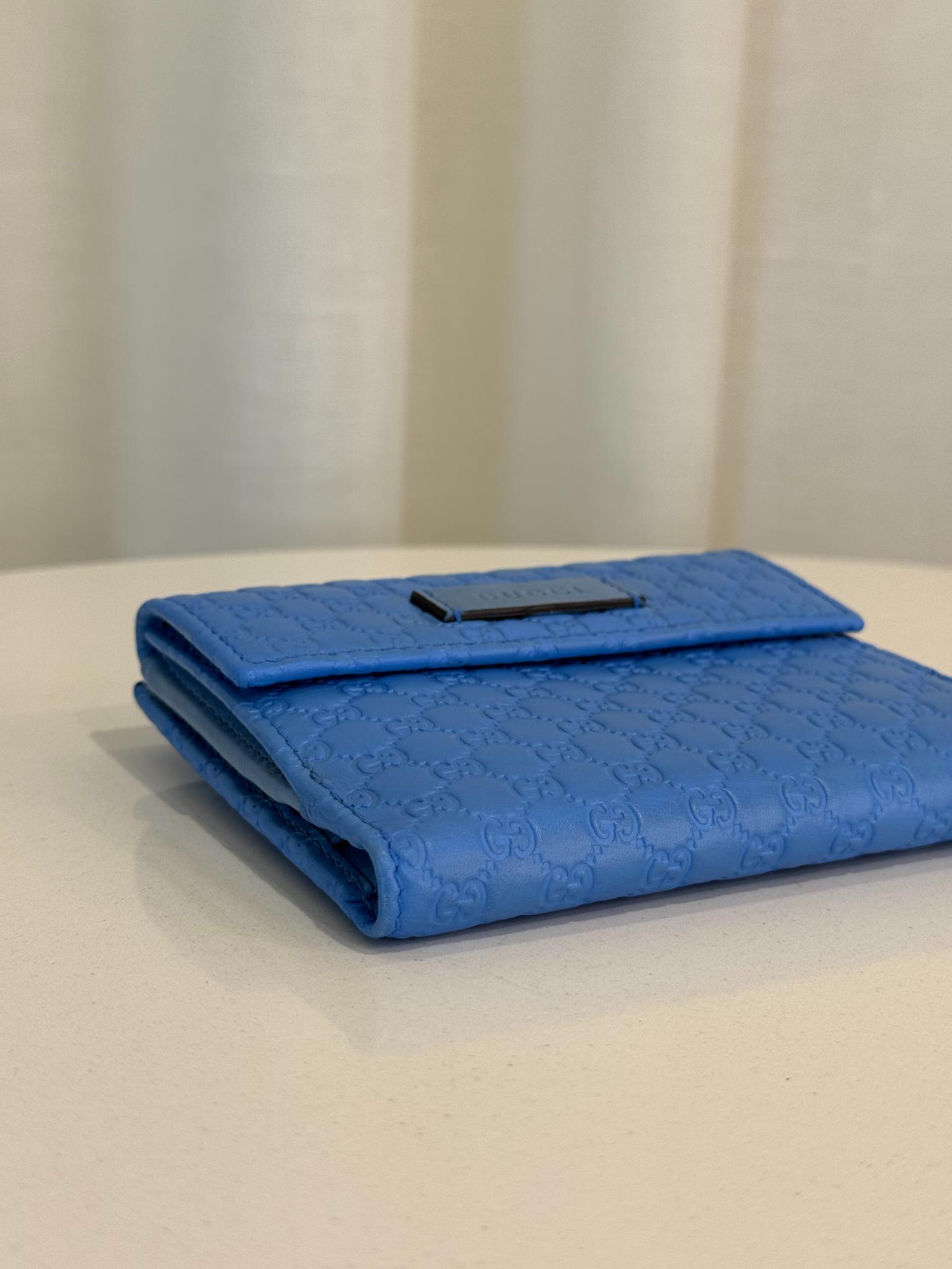 Gucci Soft Microguccissima Powder Blue Compact Wallet