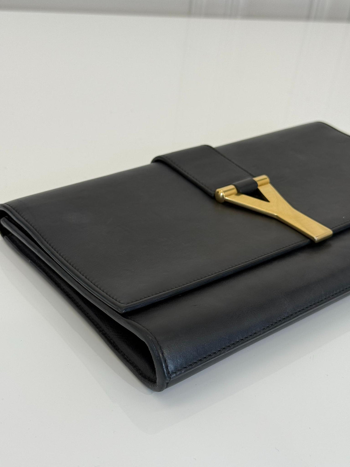 Saint Laurent Black Leather Chyc Clutch