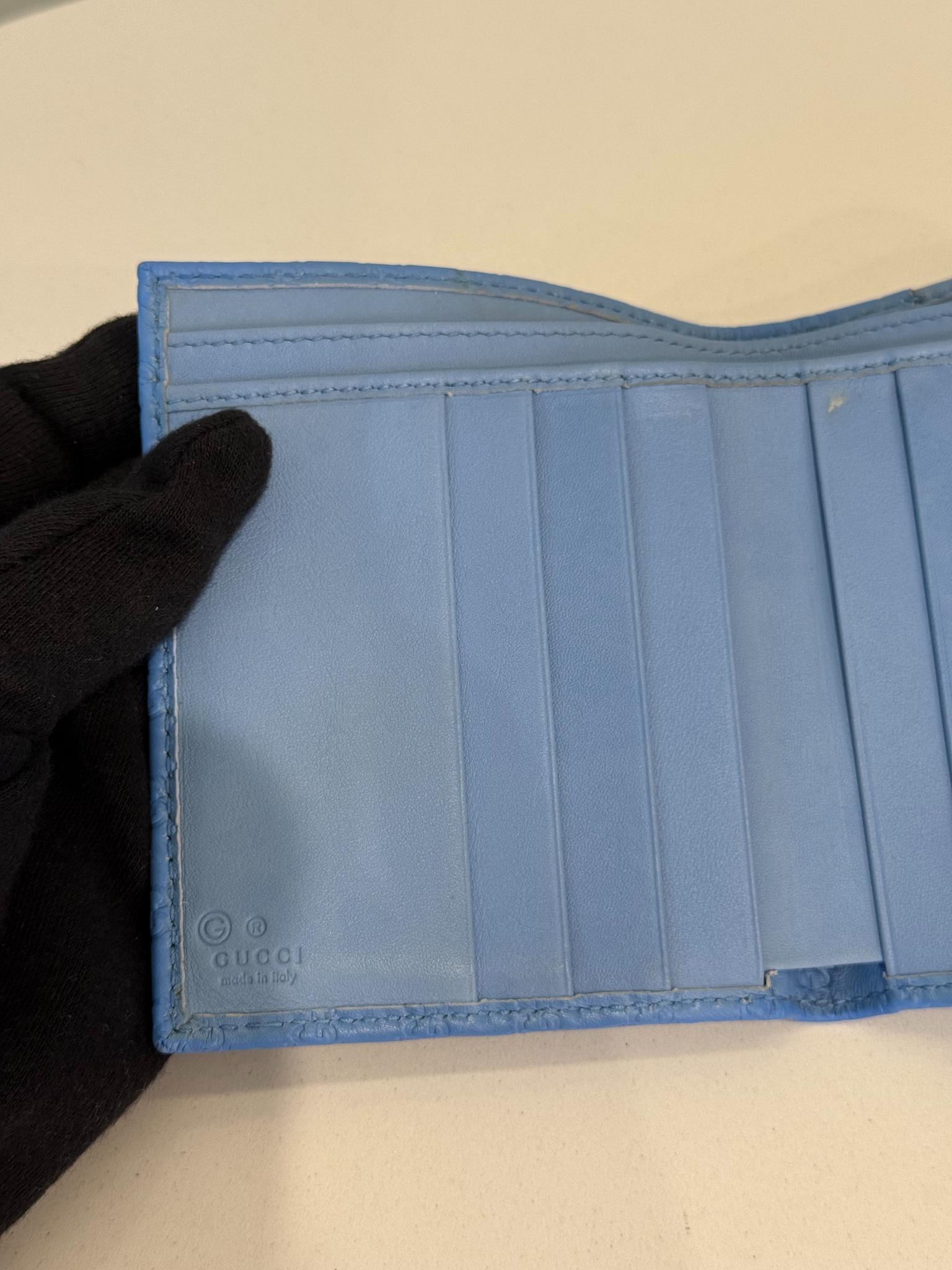 Gucci Soft Microguccissima Powder Blue Compact Wallet