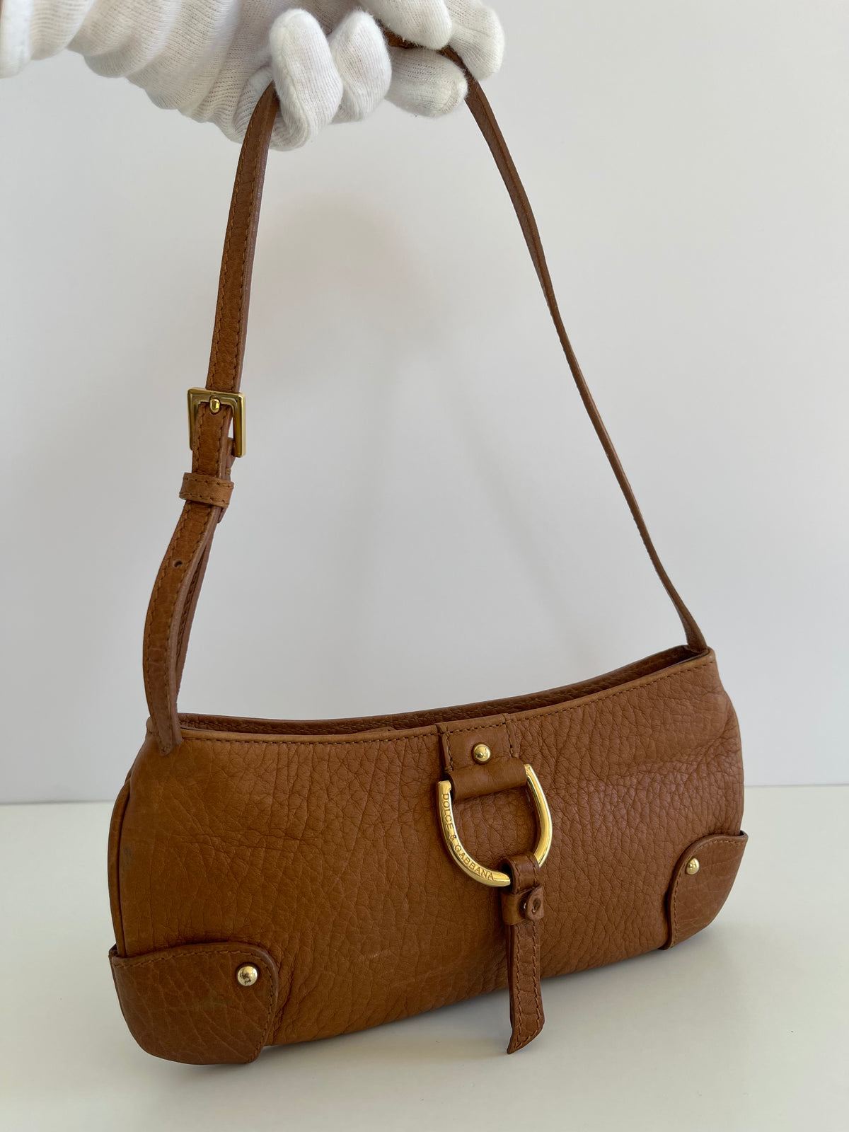Dolce Gabbana Chestnut Brown Vintage Leather Pochette