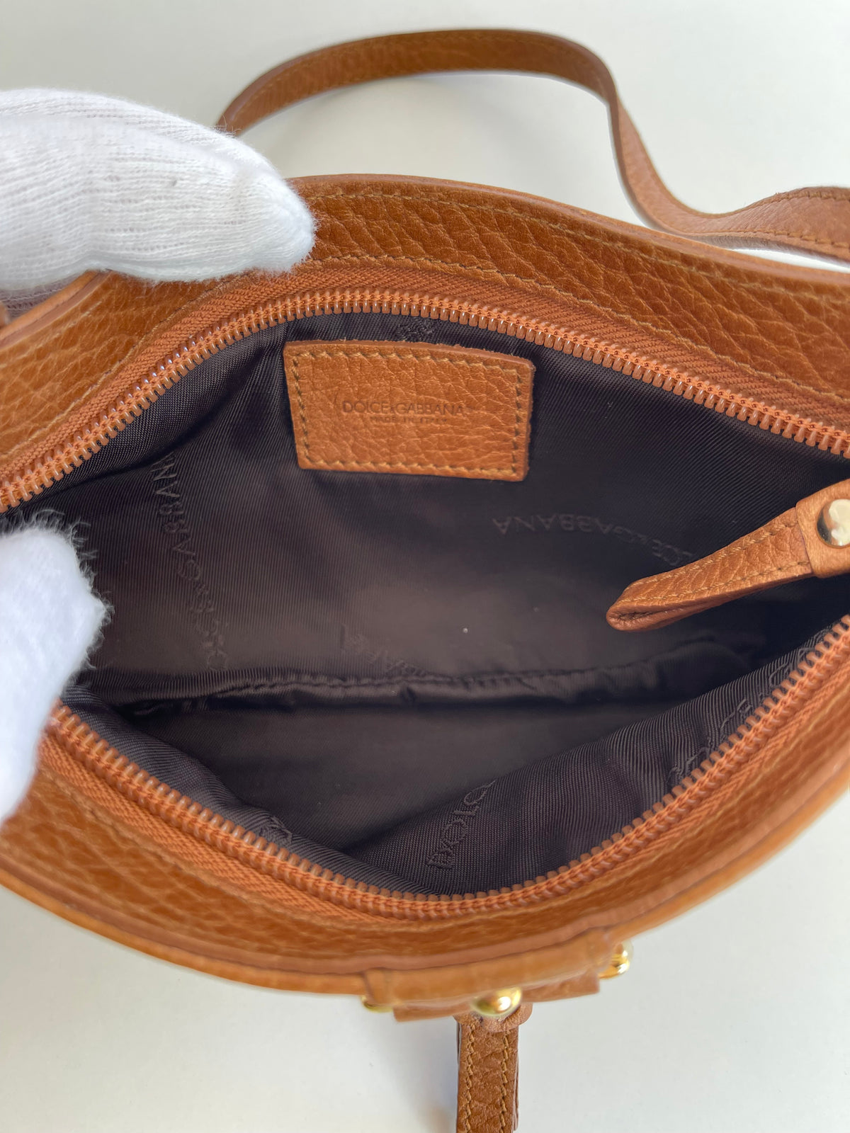 Dolce Gabbana Chestnut Brown Vintage Leather Pochette