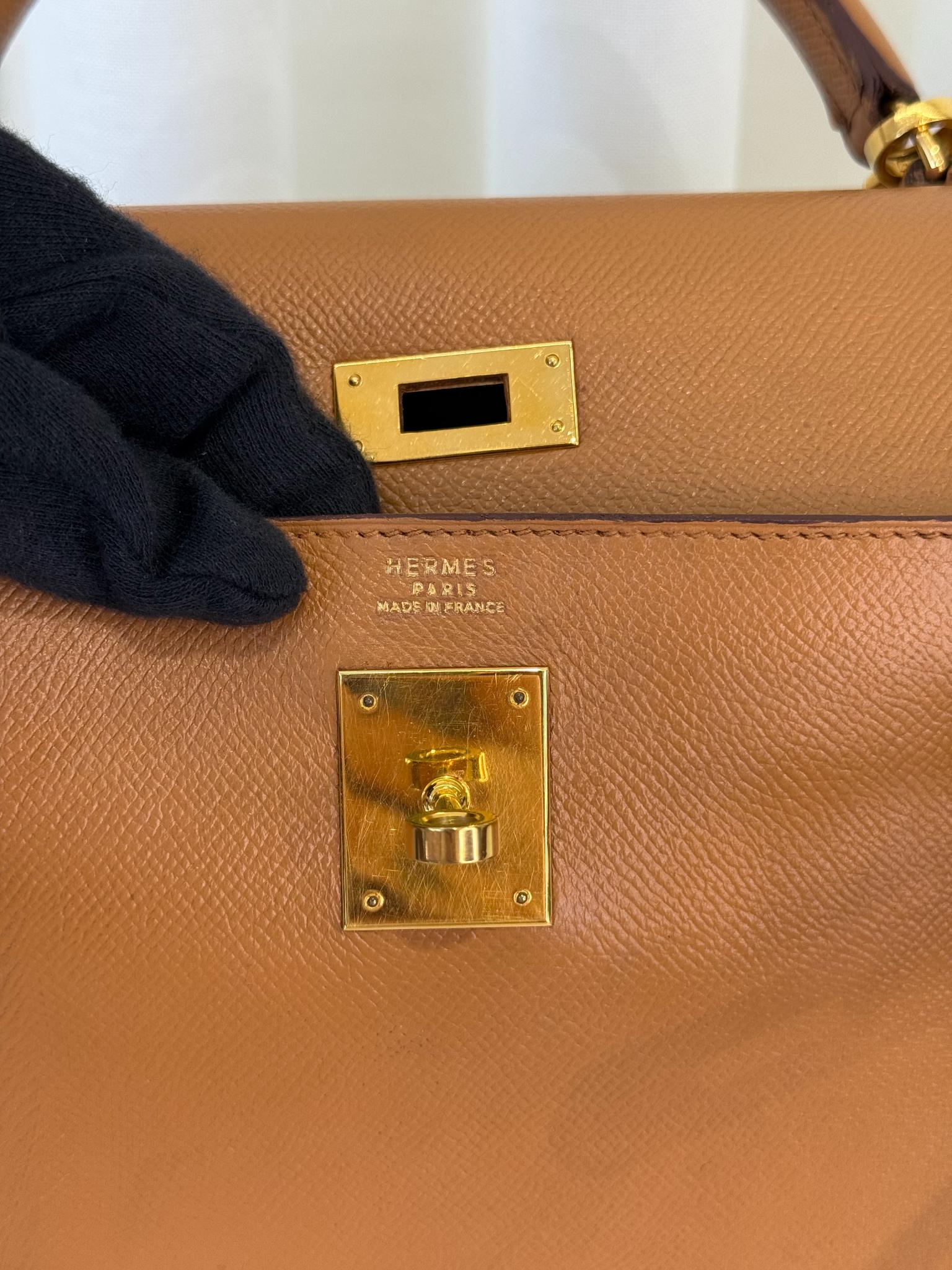 Hermès Kelly Sellier 32 Gold Epsom Leather GHW