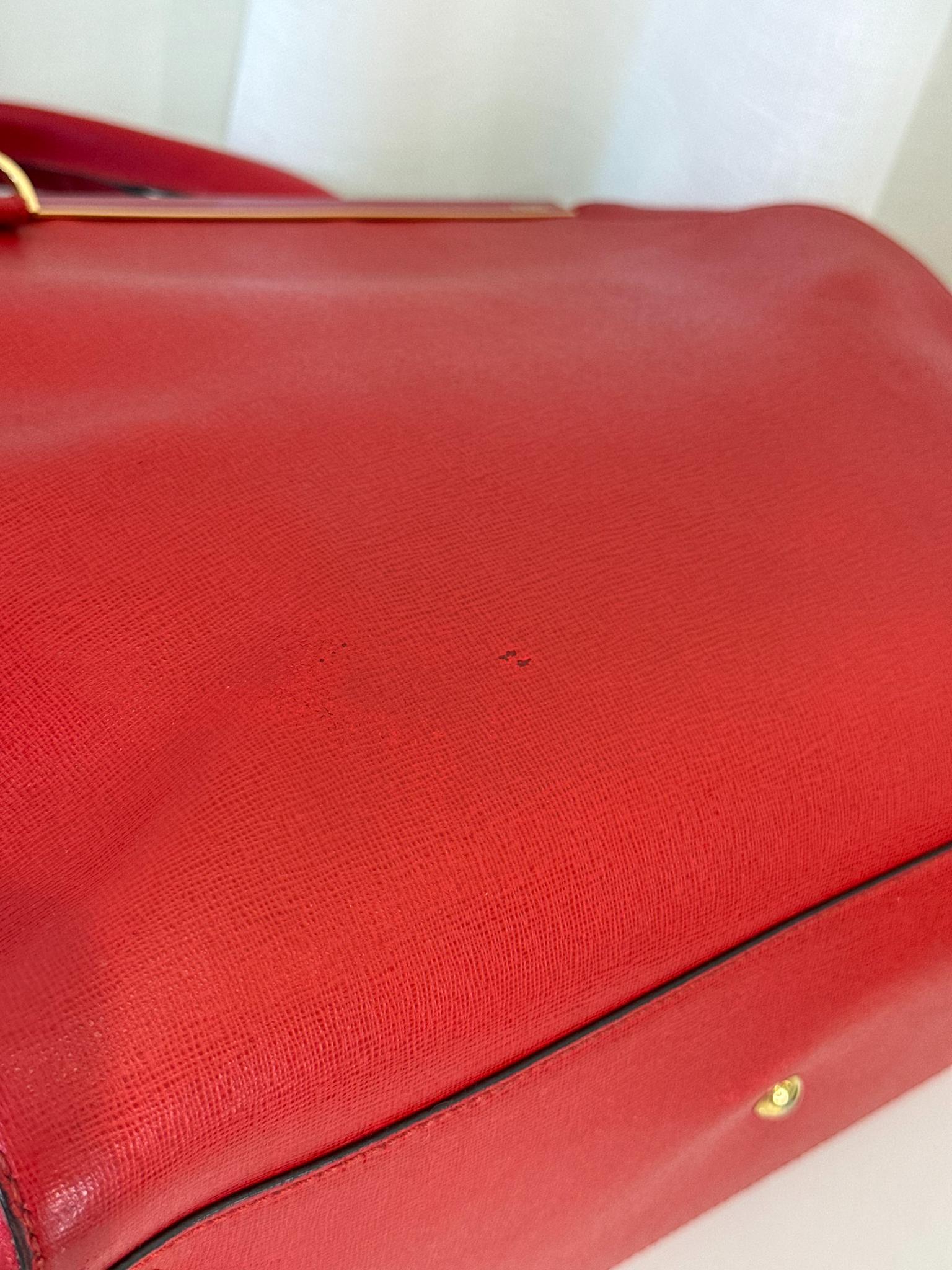 Fendi Red Leather Medium 2Jours Tote Bag