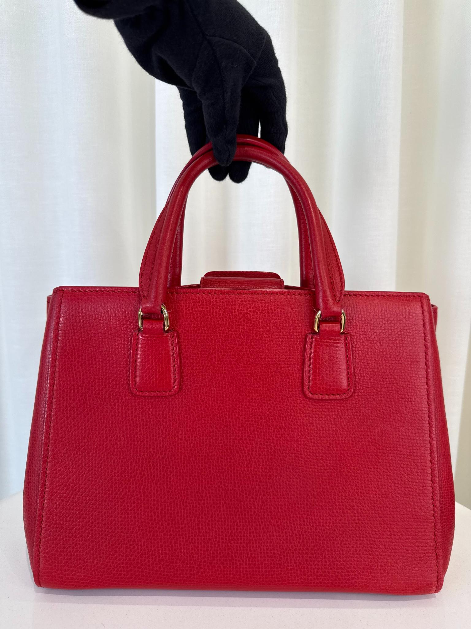 Dolce Gabbana Red Calfskin Leather Top Handle Bag