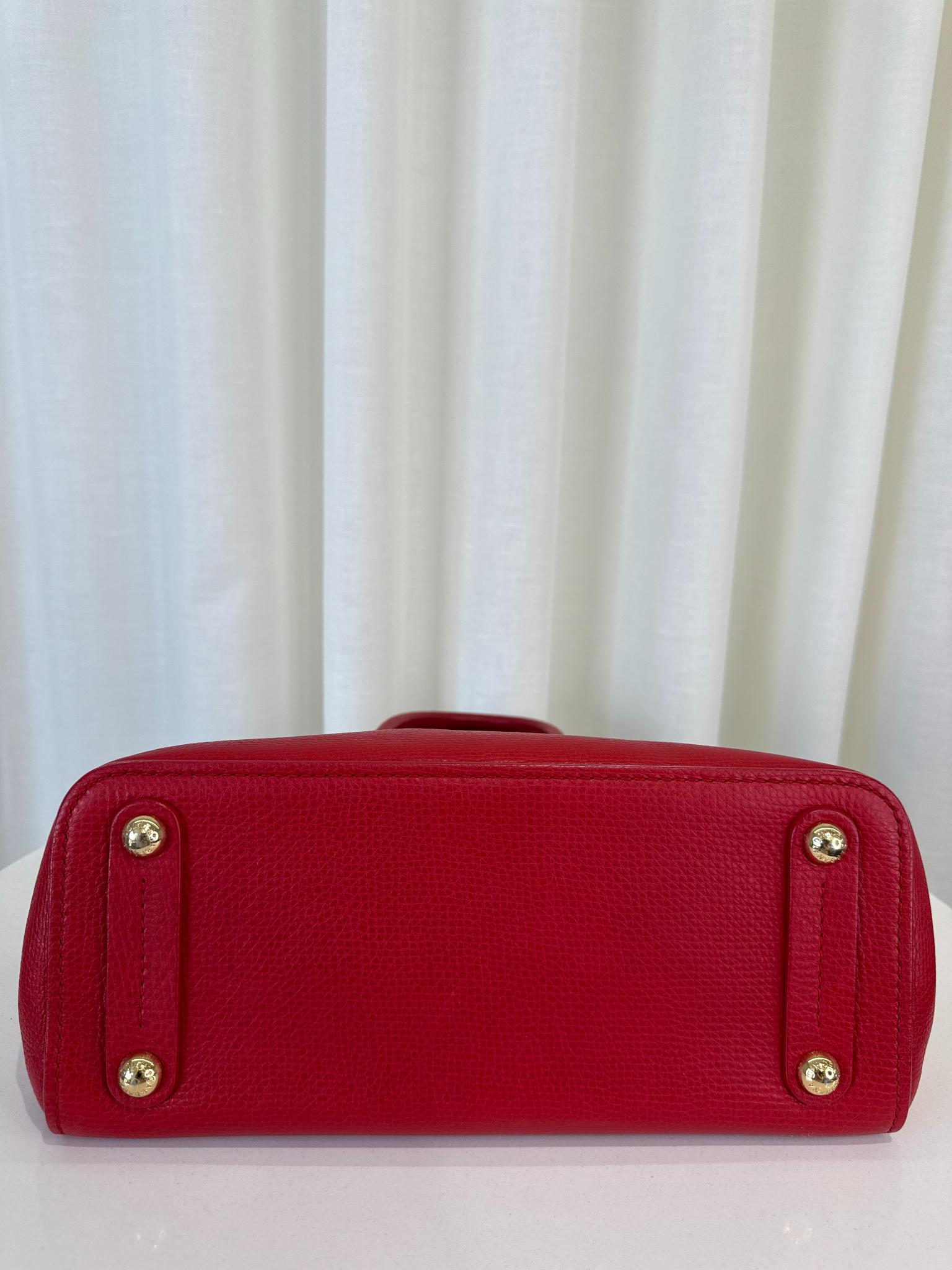 Dolce Gabbana Red Calfskin Leather Top Handle Bag