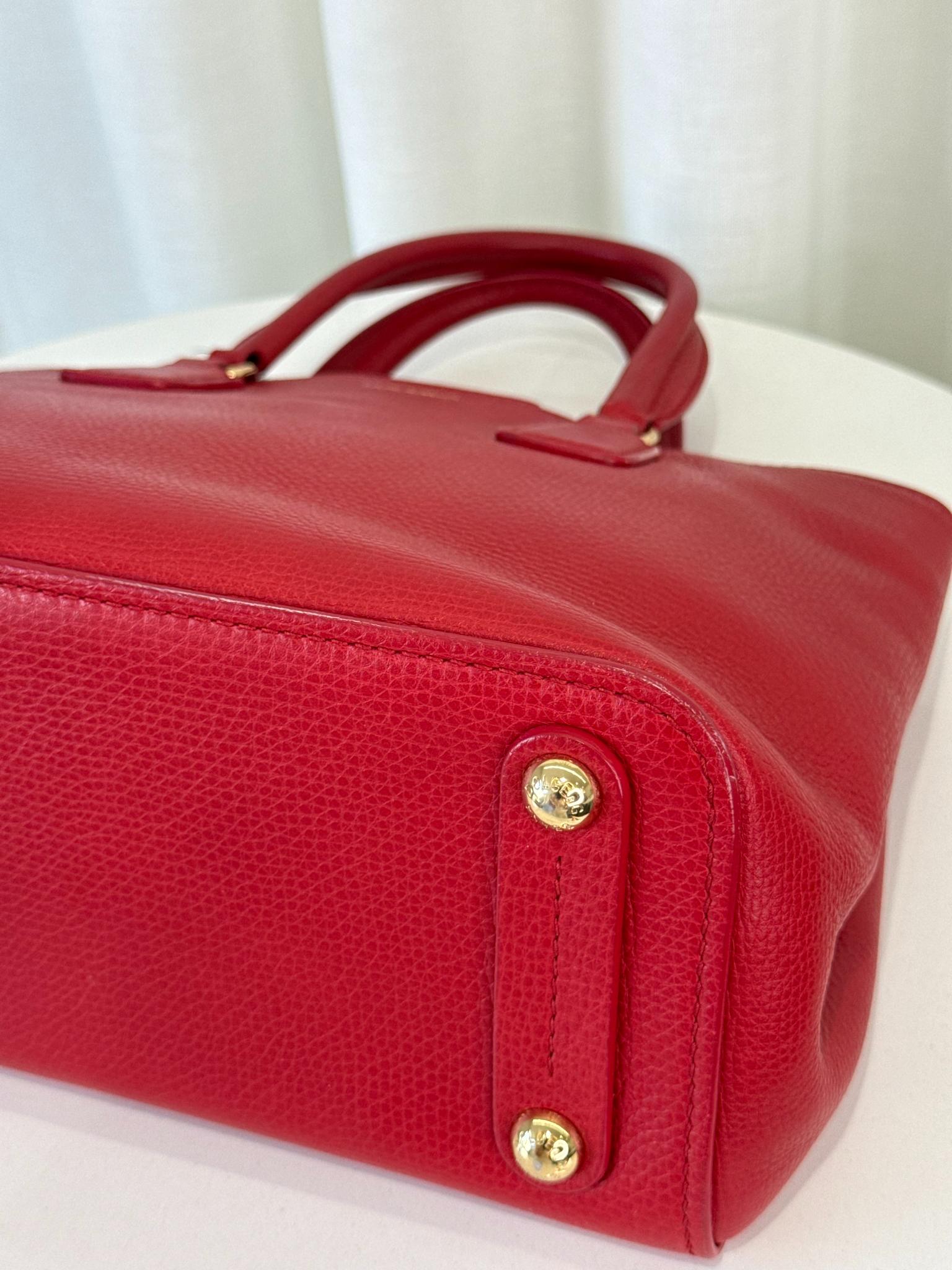 Dolce Gabbana Red Calfskin Leather Top Handle Bag