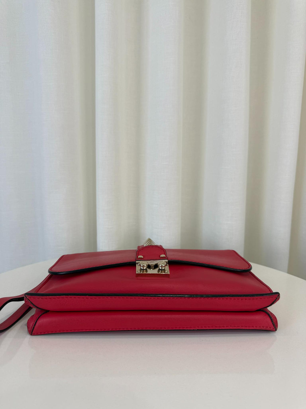 Valentino Garavani Pink Lipstick Rockstud Glam Lock Wristlet Clutch